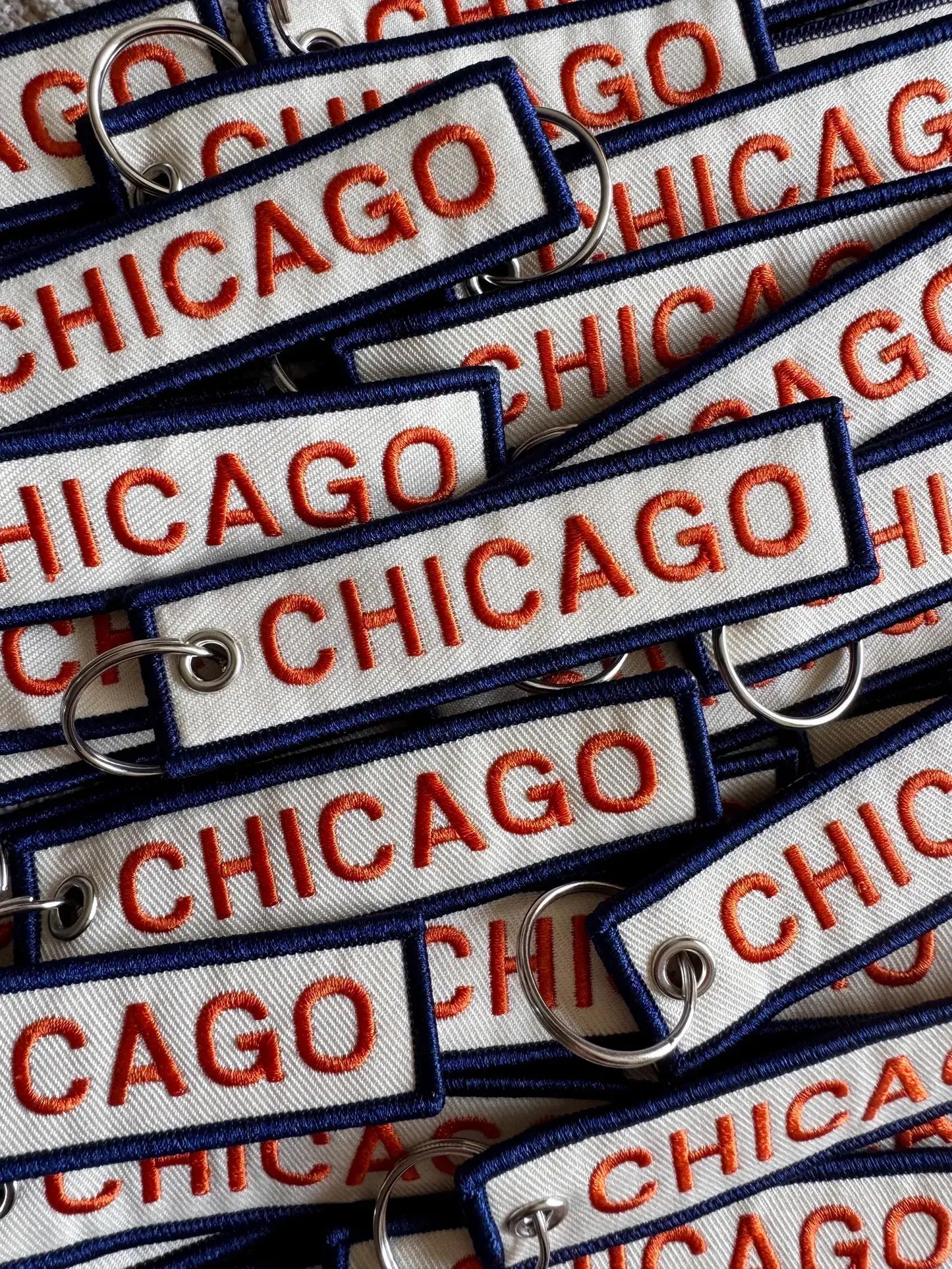 Chicago Orange & Blue Embroidered Keychain