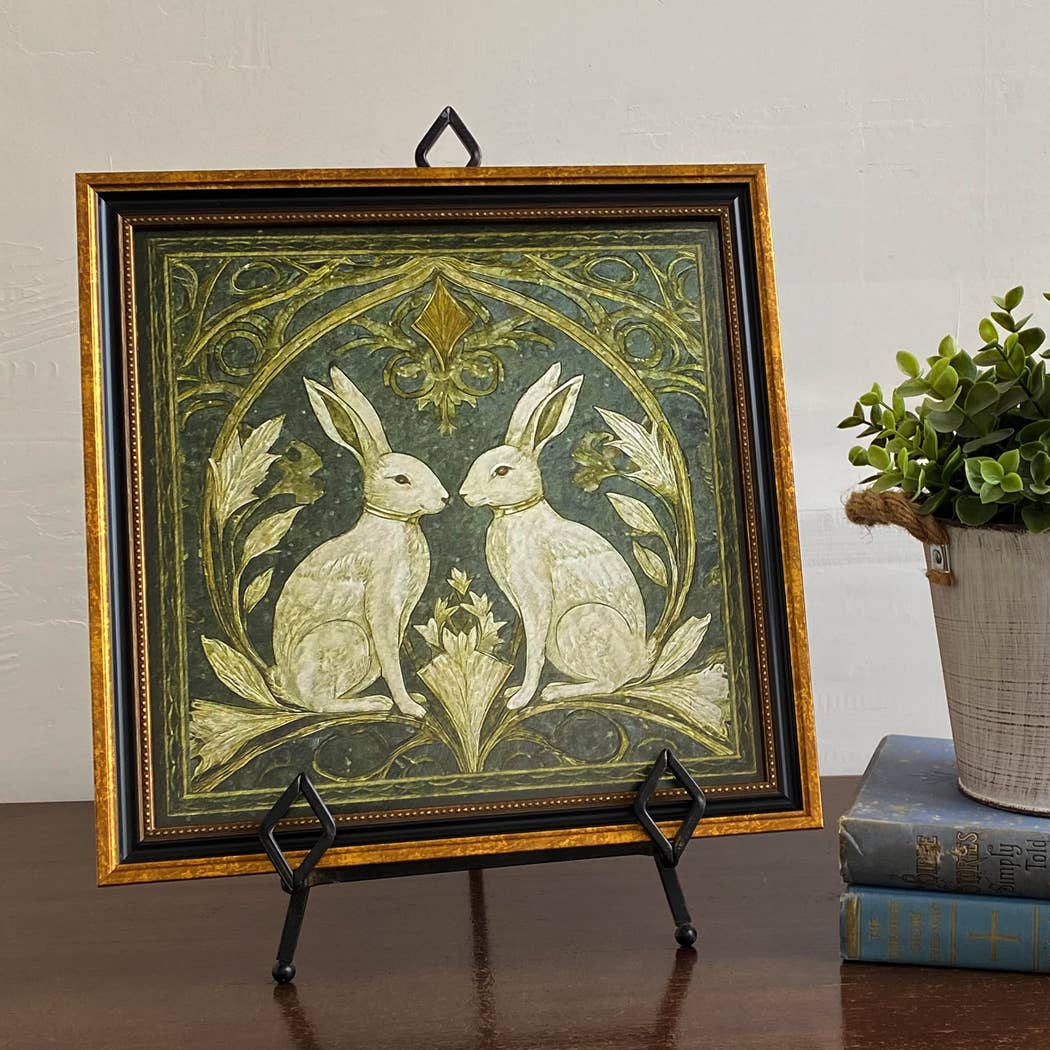 Art Nouveau Rabbits Vintage Style Framed Print