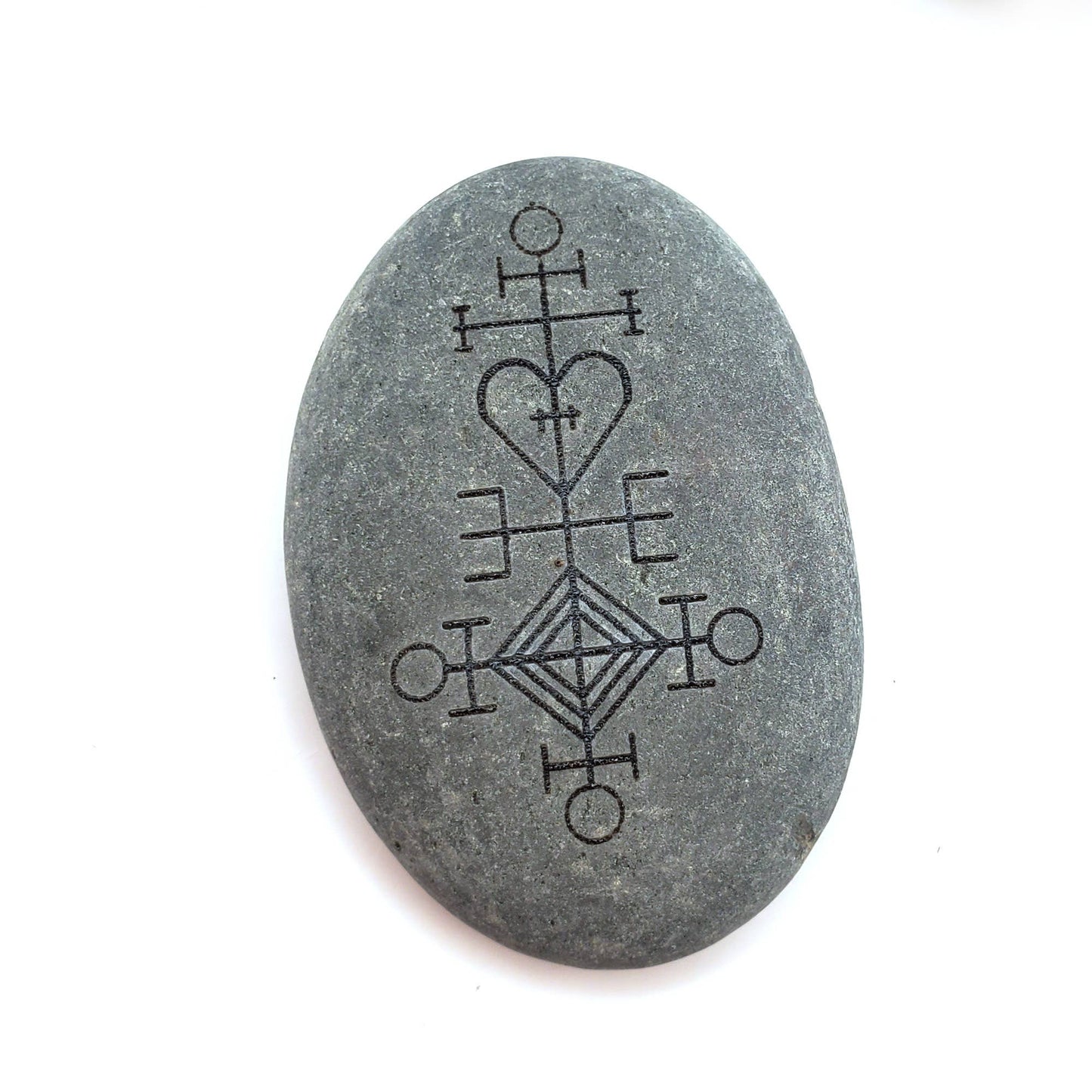 Icelandic Love Charm Engraved River Stone - Ástarstafur