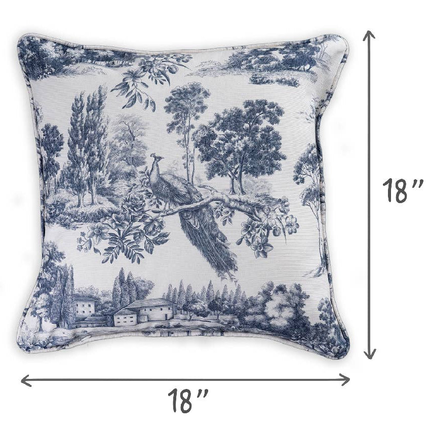 Blue Peacock Decorative Throw Pillow With Feather Insert