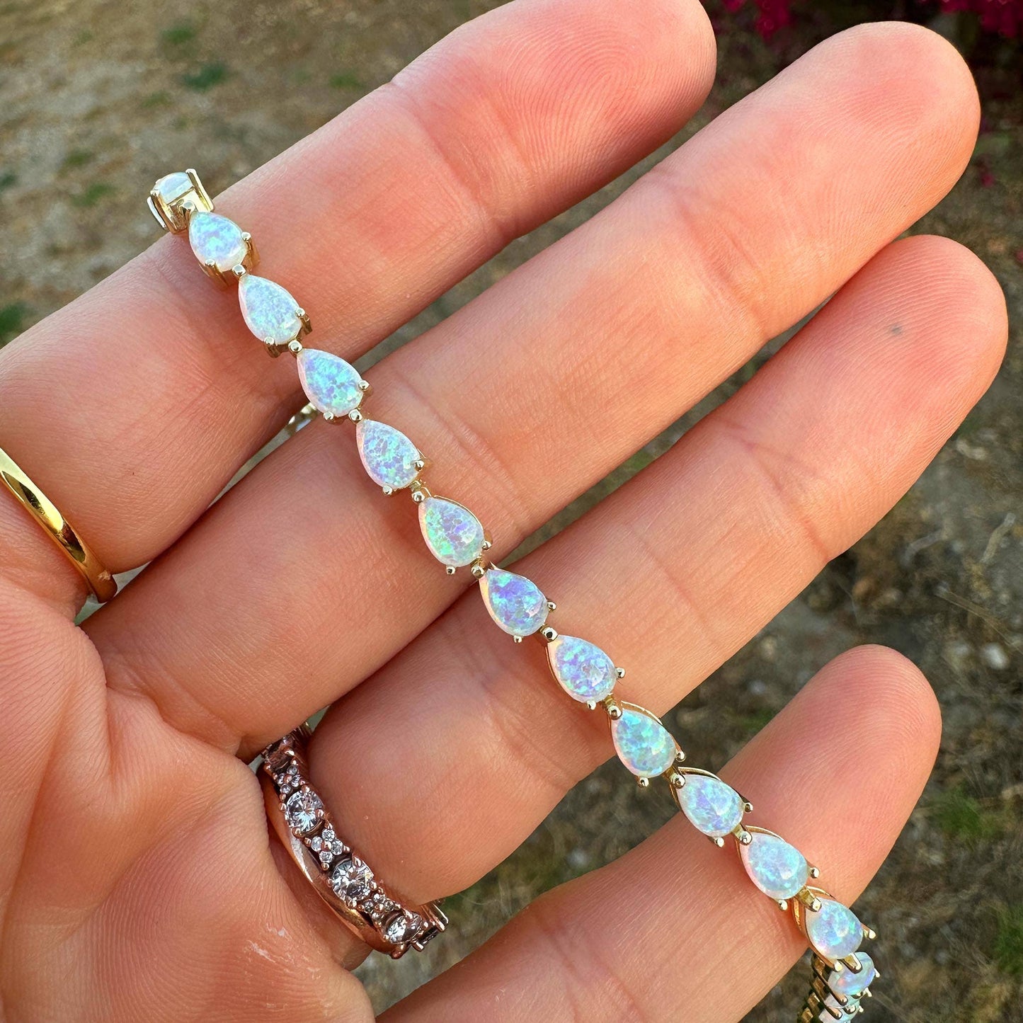 Lab Opal Teardrop 18kt Gold Vermeil Tennis Bracelet