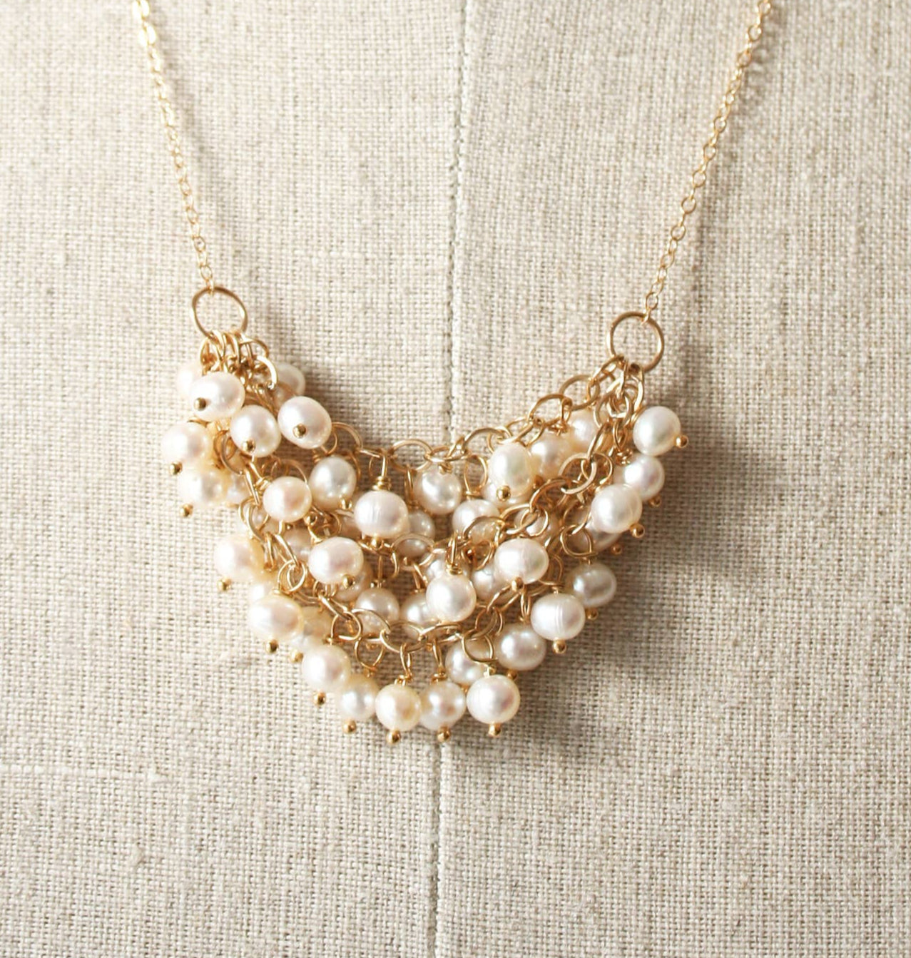 Woven Freshwater Pearl 14kt Gold Fill Necklace