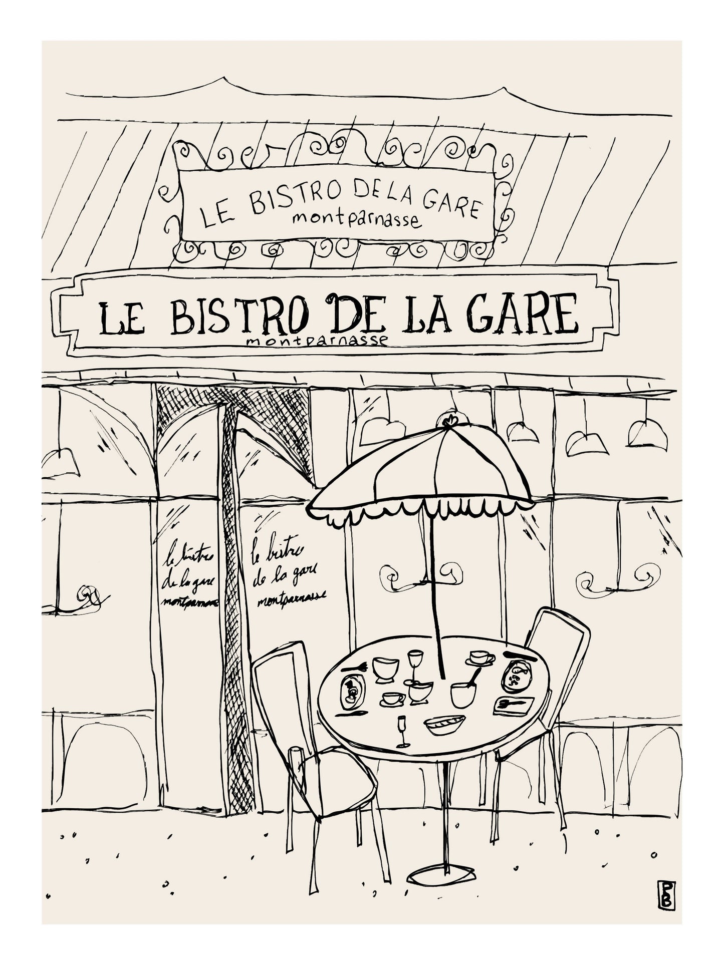 Le Bistro Paris Giclée Framed Fine Art Print by Pascale Berkowitz - Black