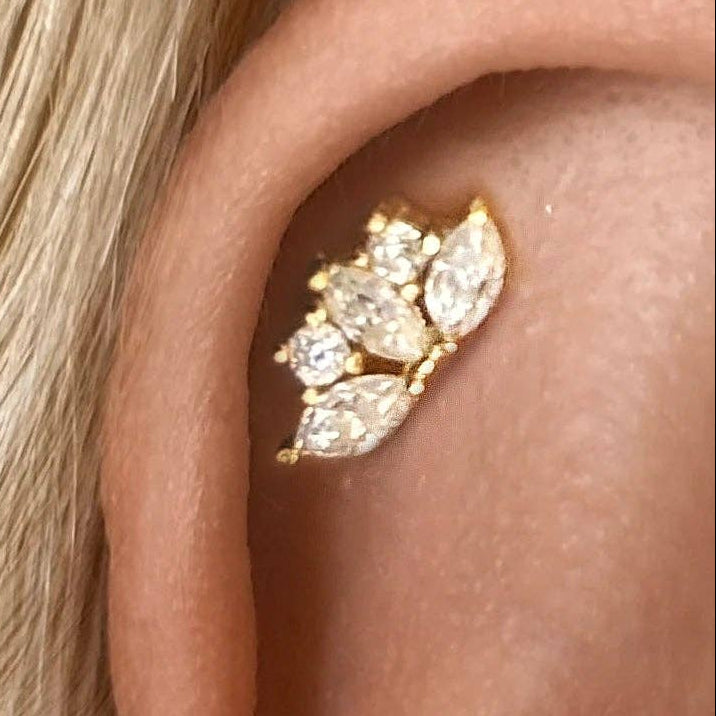 Moissanite 14k Gold Vermeil Individual Flat Back Earring