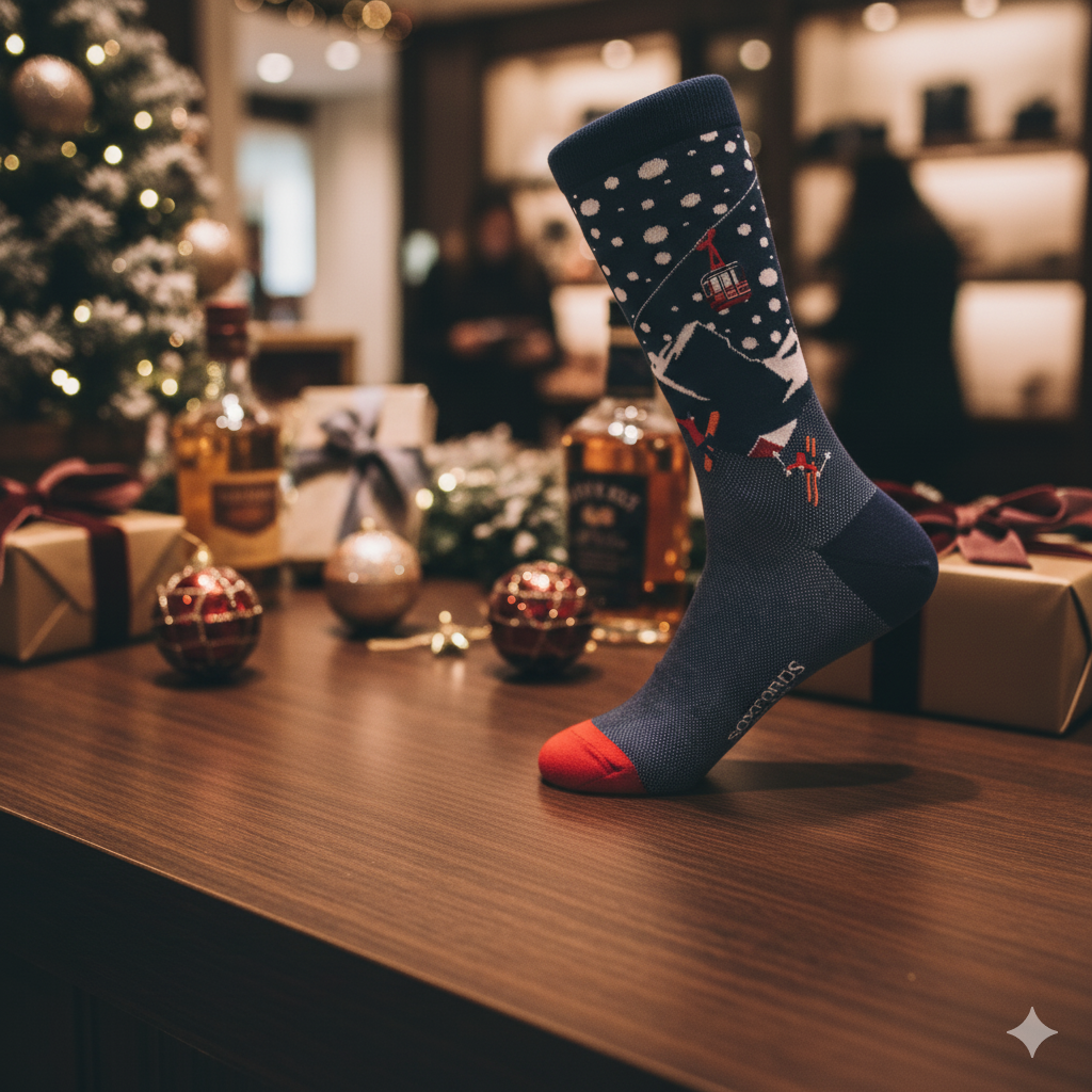 "Ski Bum" - Soxfords NY Ski & Snowboard Themed Men's Pima Socks