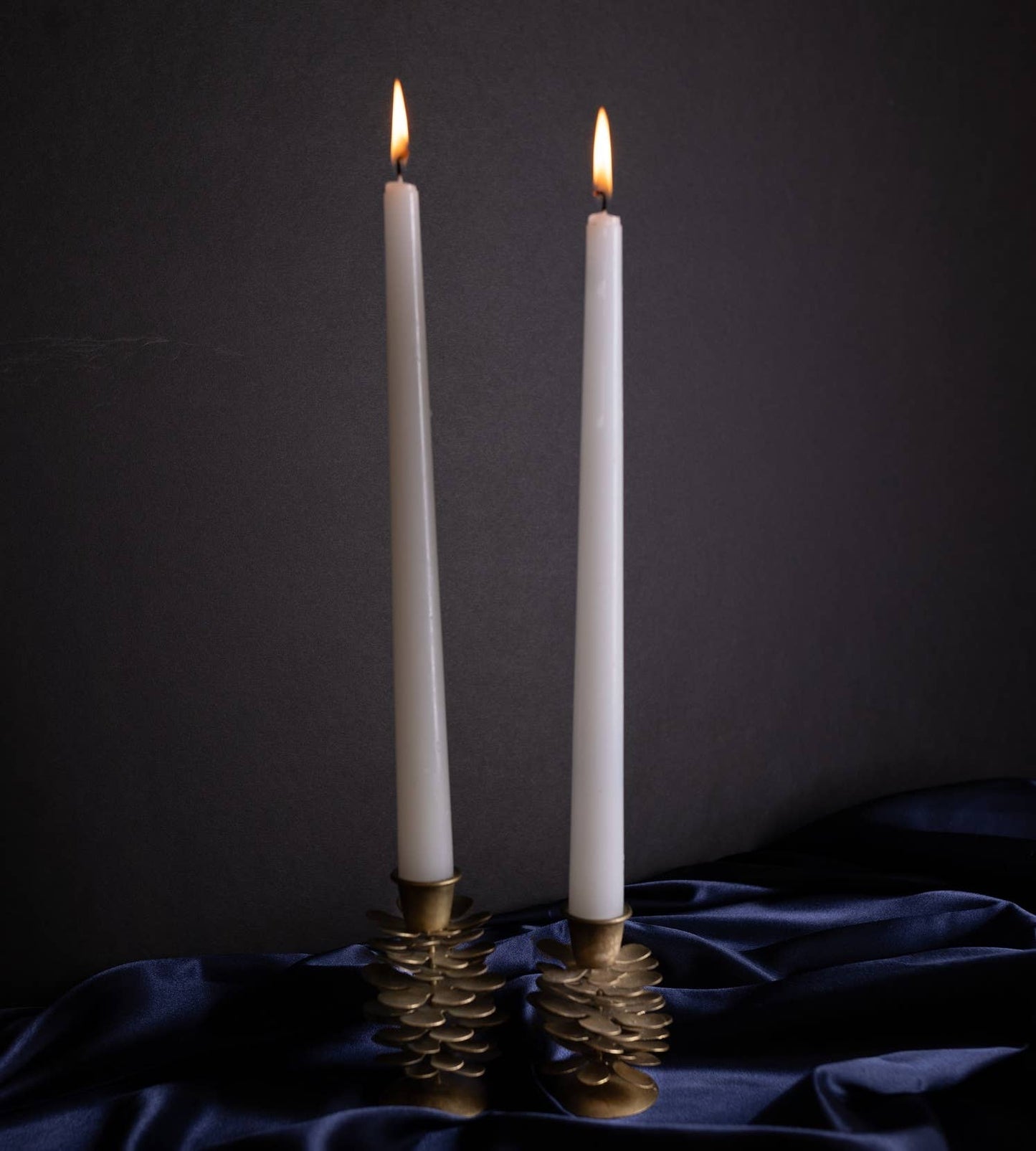 Gold Pinecone Taper Candle Holder