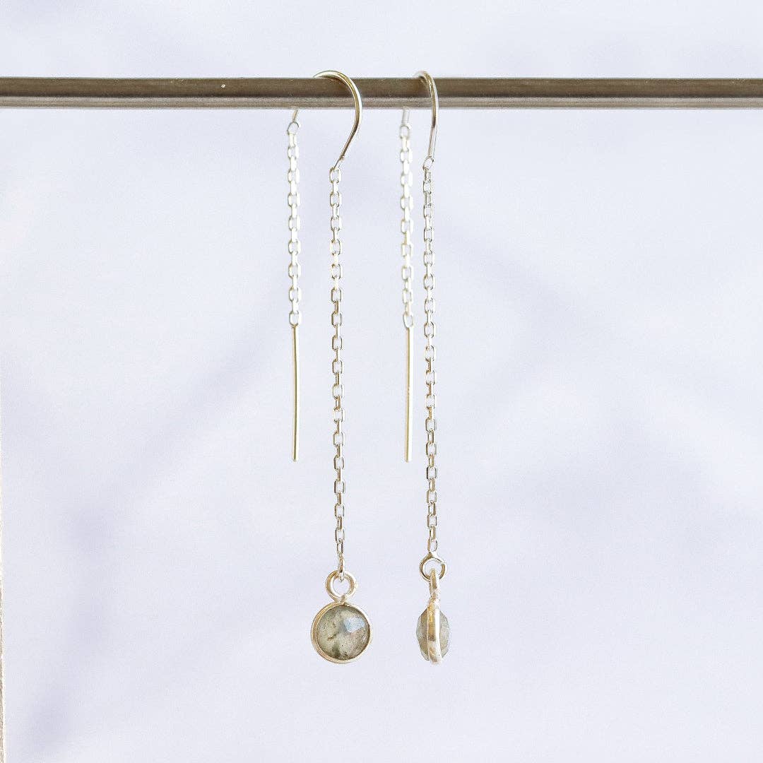 Labradorite Threader Drop Earrings