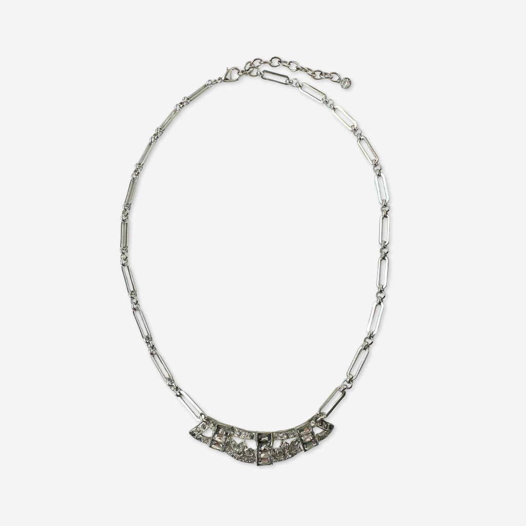 The Anne - Vintage Refashioned Rhinestone Pendant Necklace