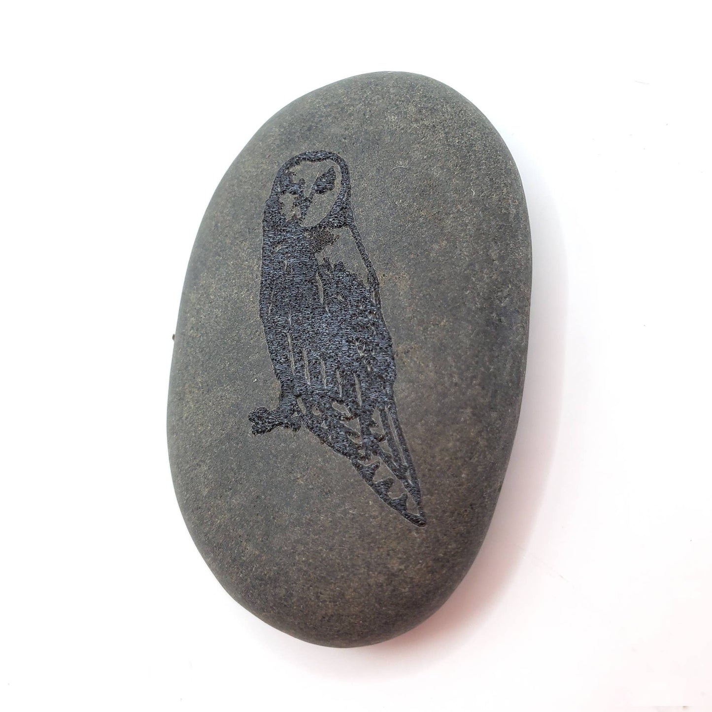 Engraved Owl River Stone