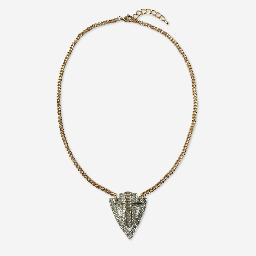 The Olivia - Vintage Refashioned Rhinestone Art Deco Necklace