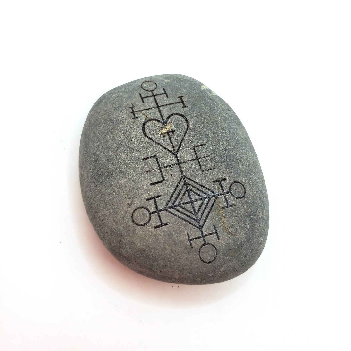 Icelandic Love Charm Engraved River Stone - Ástarstafur