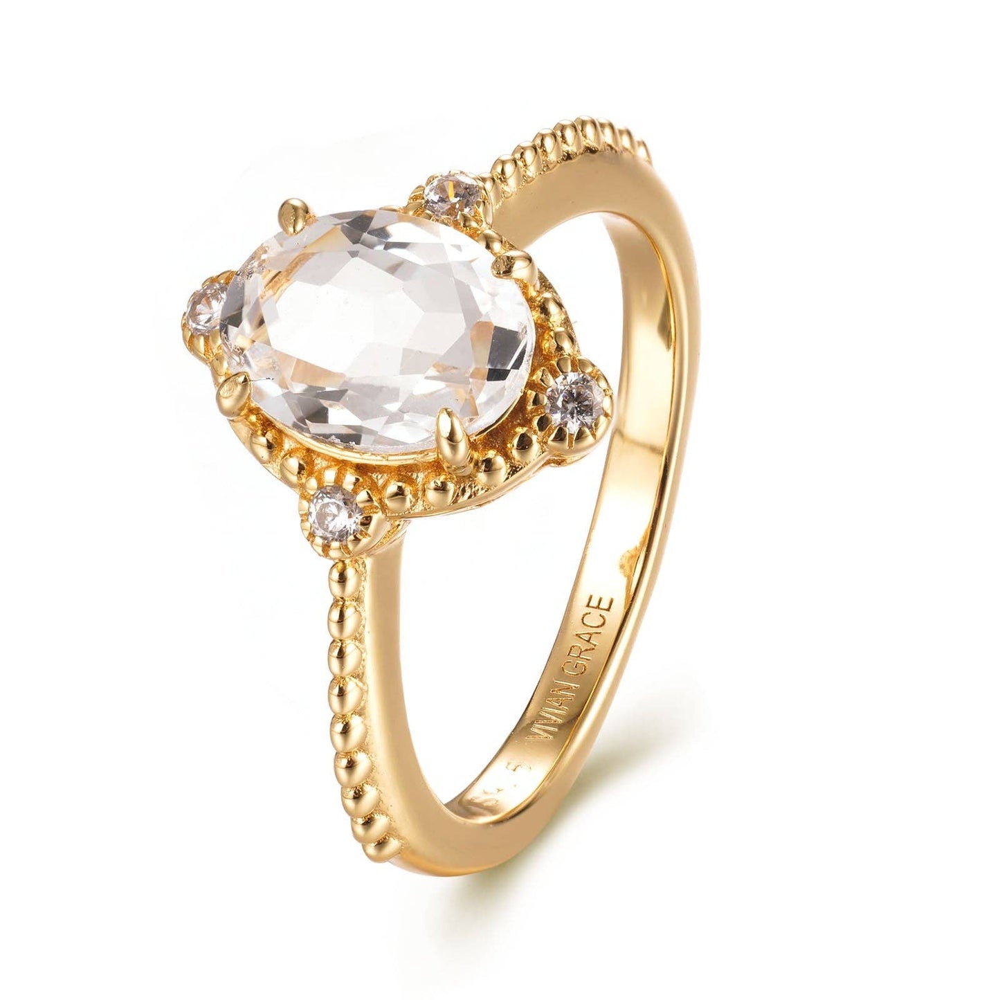 White Topaz 14k Gold Vermeil Ring - Size 6