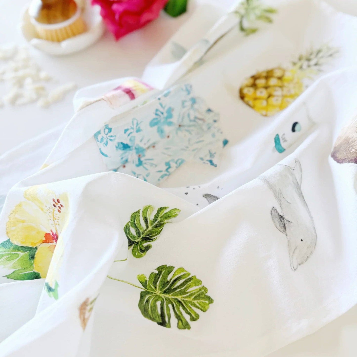 Tropical 100% Cotton Tea Towel by Watercolor Artist Emily Lex