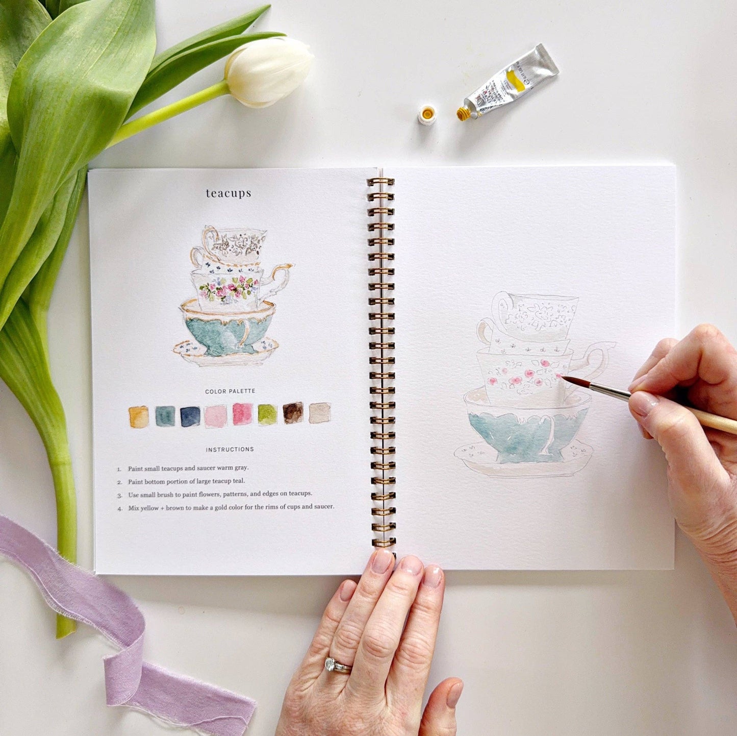 Spring Watercolor Workbook by Watercolor Artist Emily Lex
