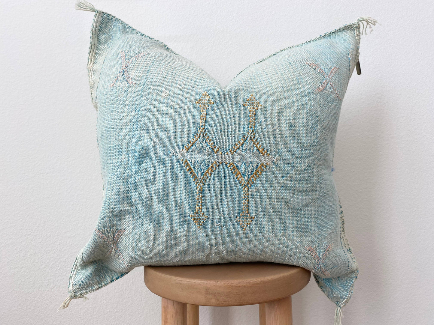 Turquoise Silk Sabra Pillow with Feather Insert