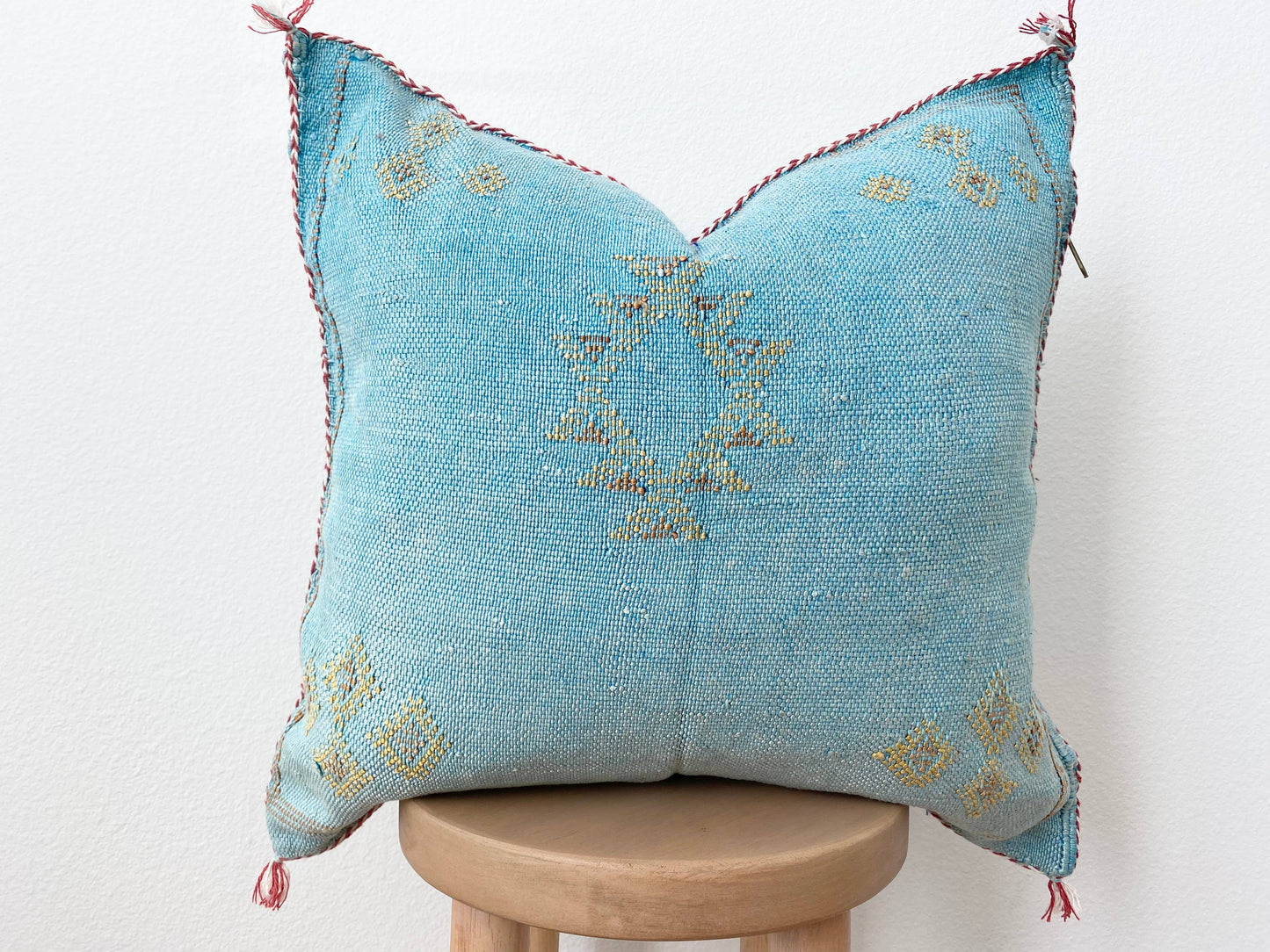 Turquoise Silk Sabra Pillow with Feather Insert