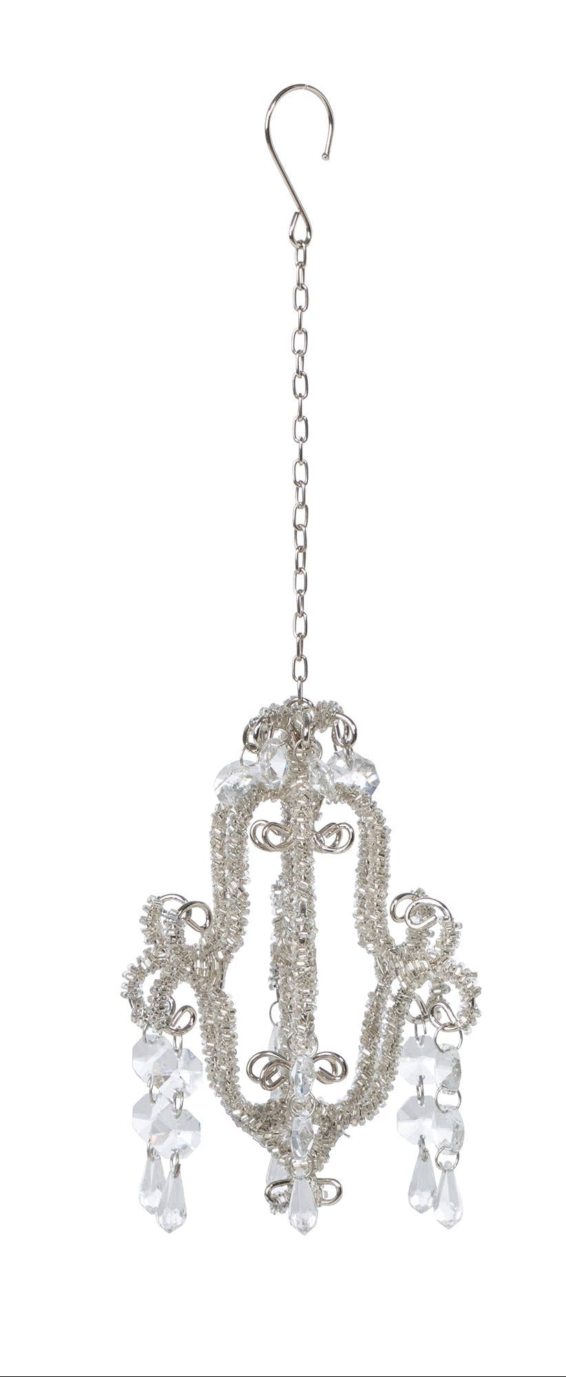Silver & Crystal Beaded Chandelier Ornament I