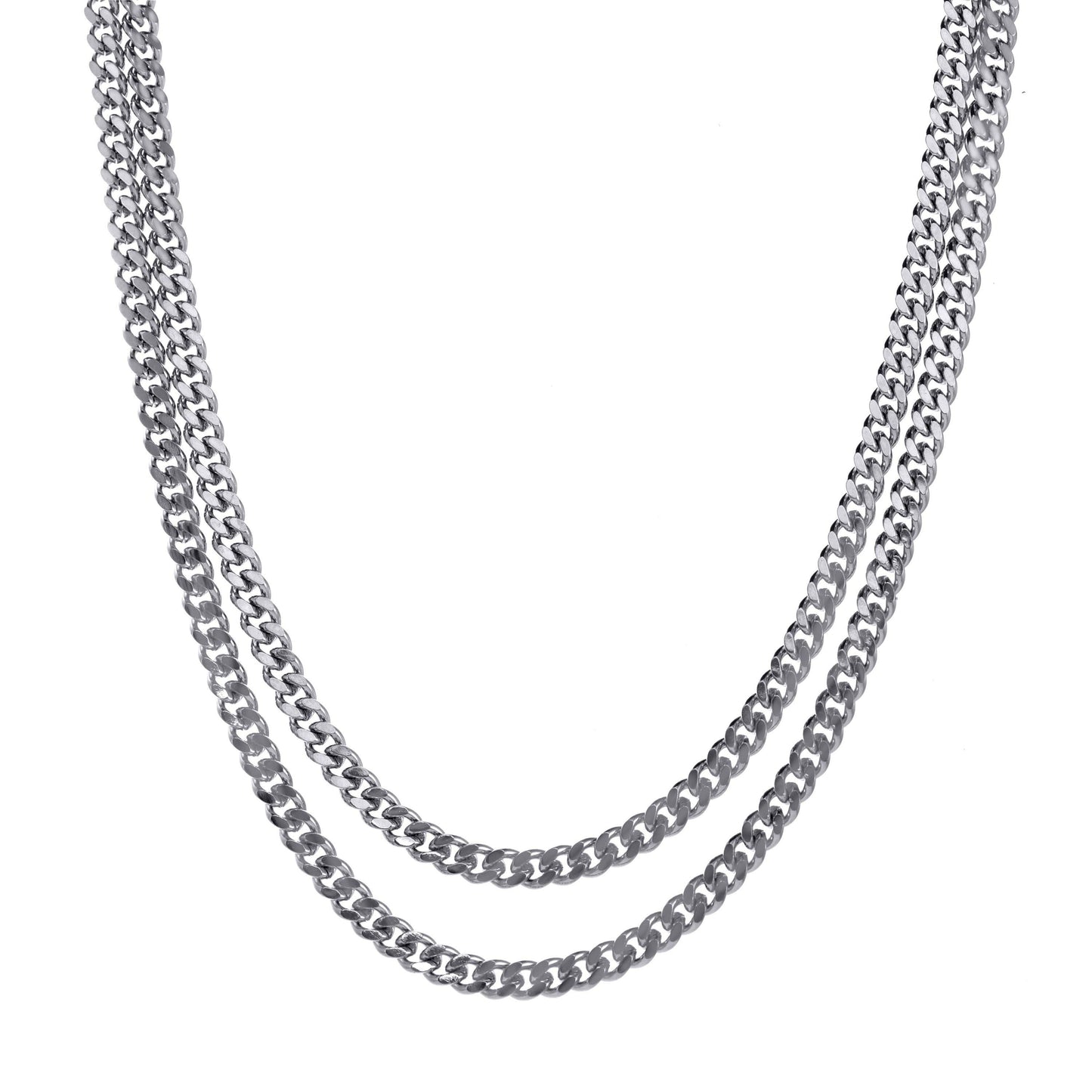 Double Silver Strand Necklace
