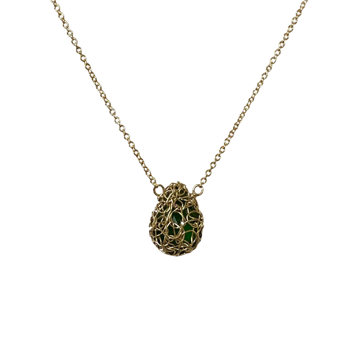 Loom of the Forest Chrome Diopside 14kt Gold Necklace
