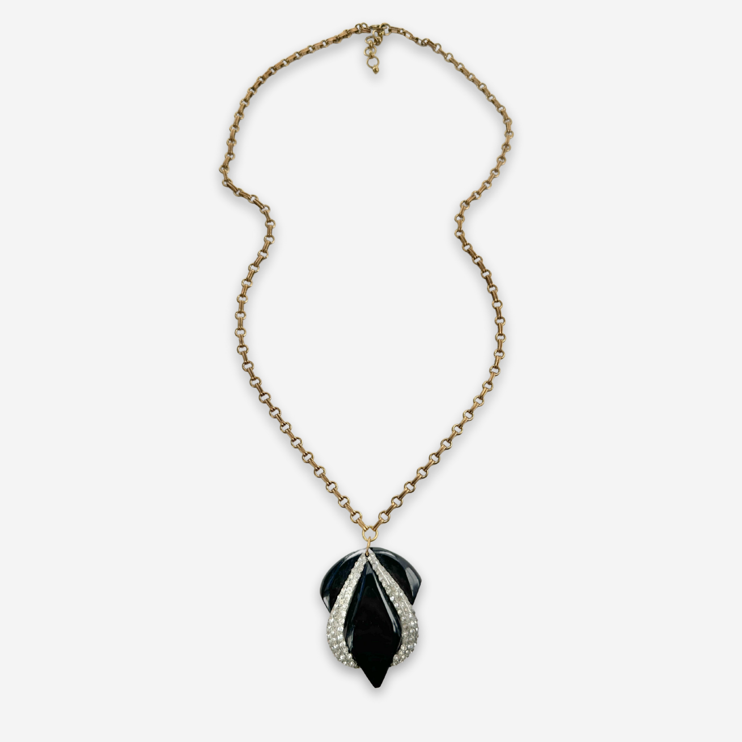 The Beatrice – Refashioned Vintage Black and Clear Rhinestone Art Deco Necklace