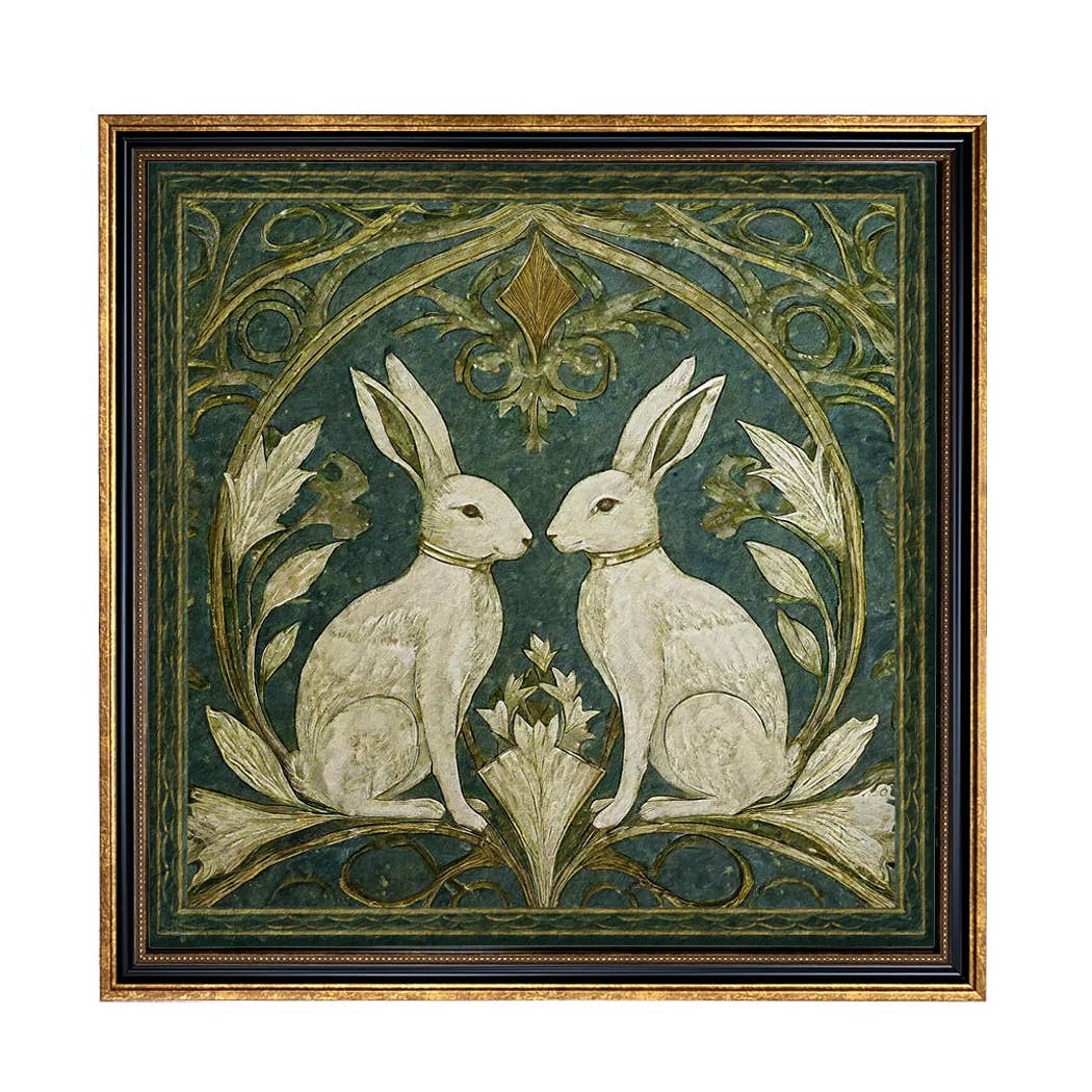 Art Nouveau Rabbits Vintage Style Framed Print