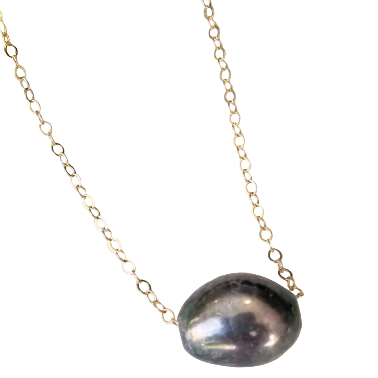 Peacock Gray Pearl 14kt Gold Fill Necklace