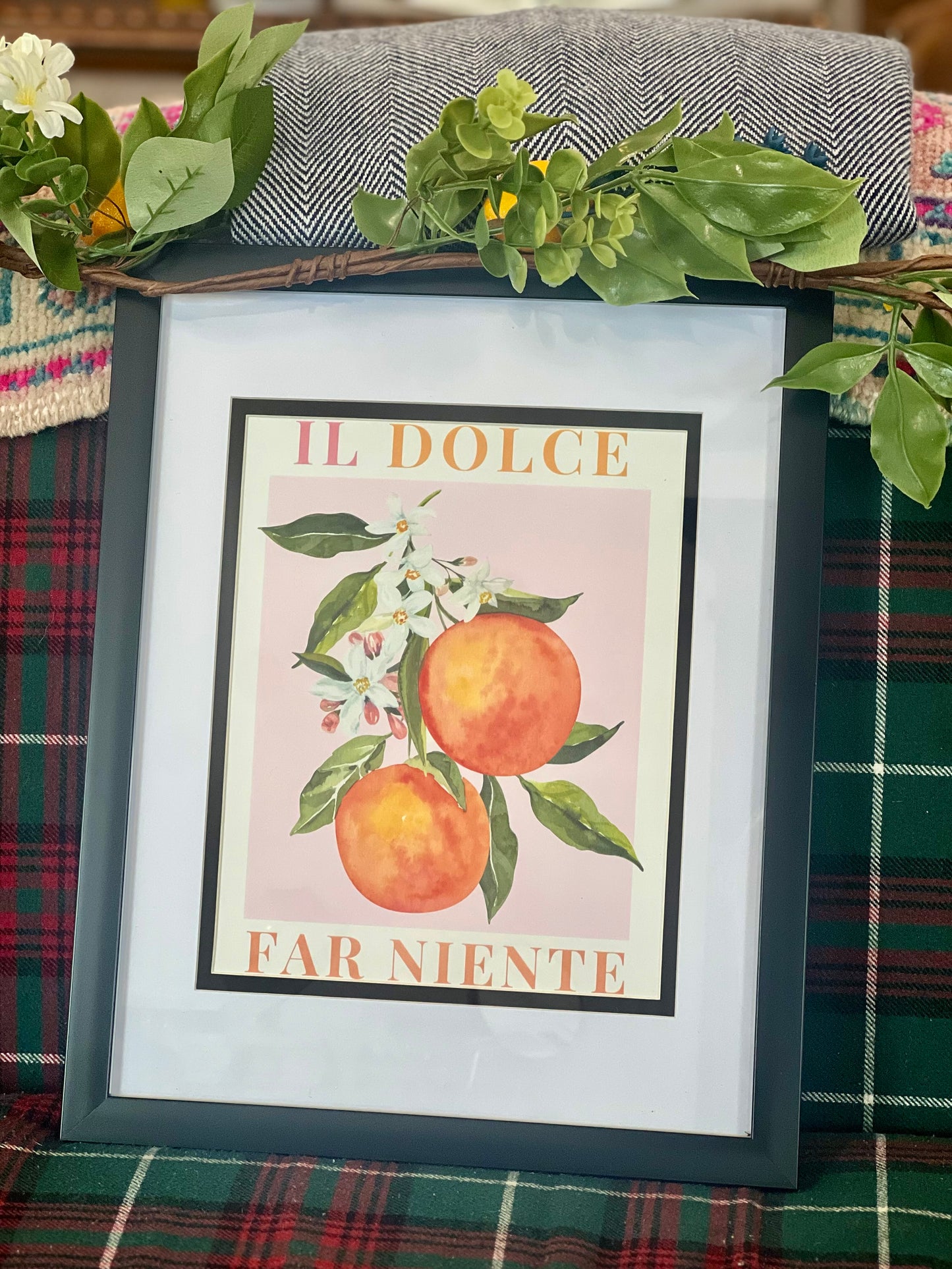 'Il Dolce Far Niente' Framed Peaches Print - London Artist Thea