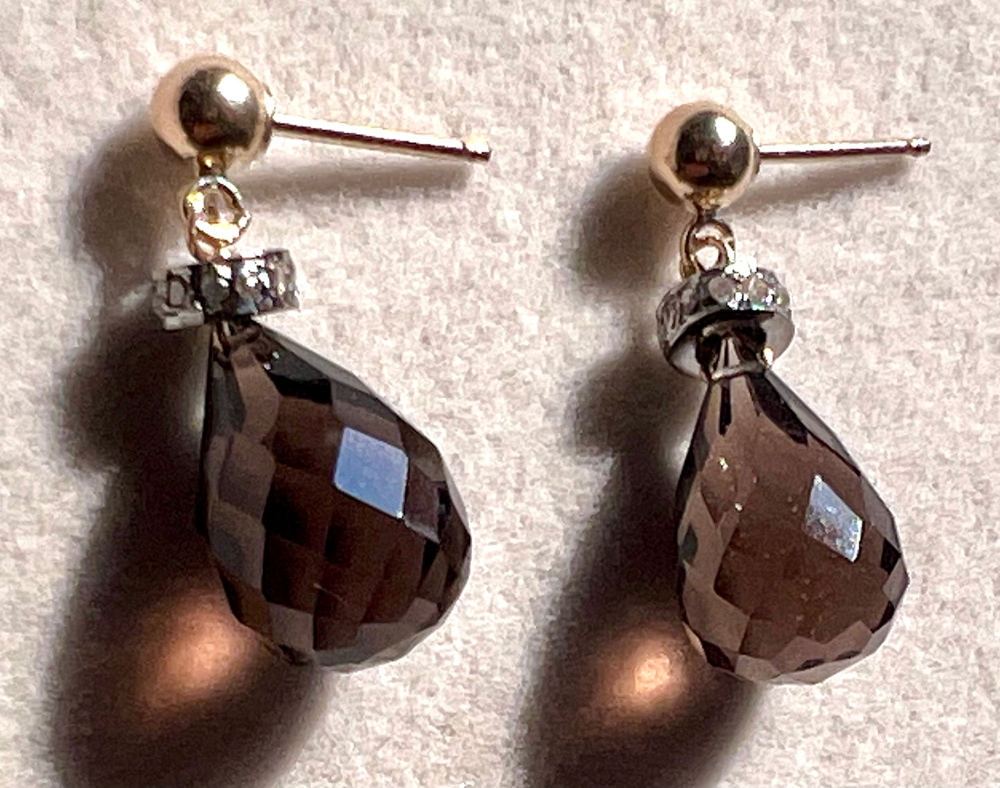 Smoke & Spark Quartz & Pavé Diamond Roundel Earrings