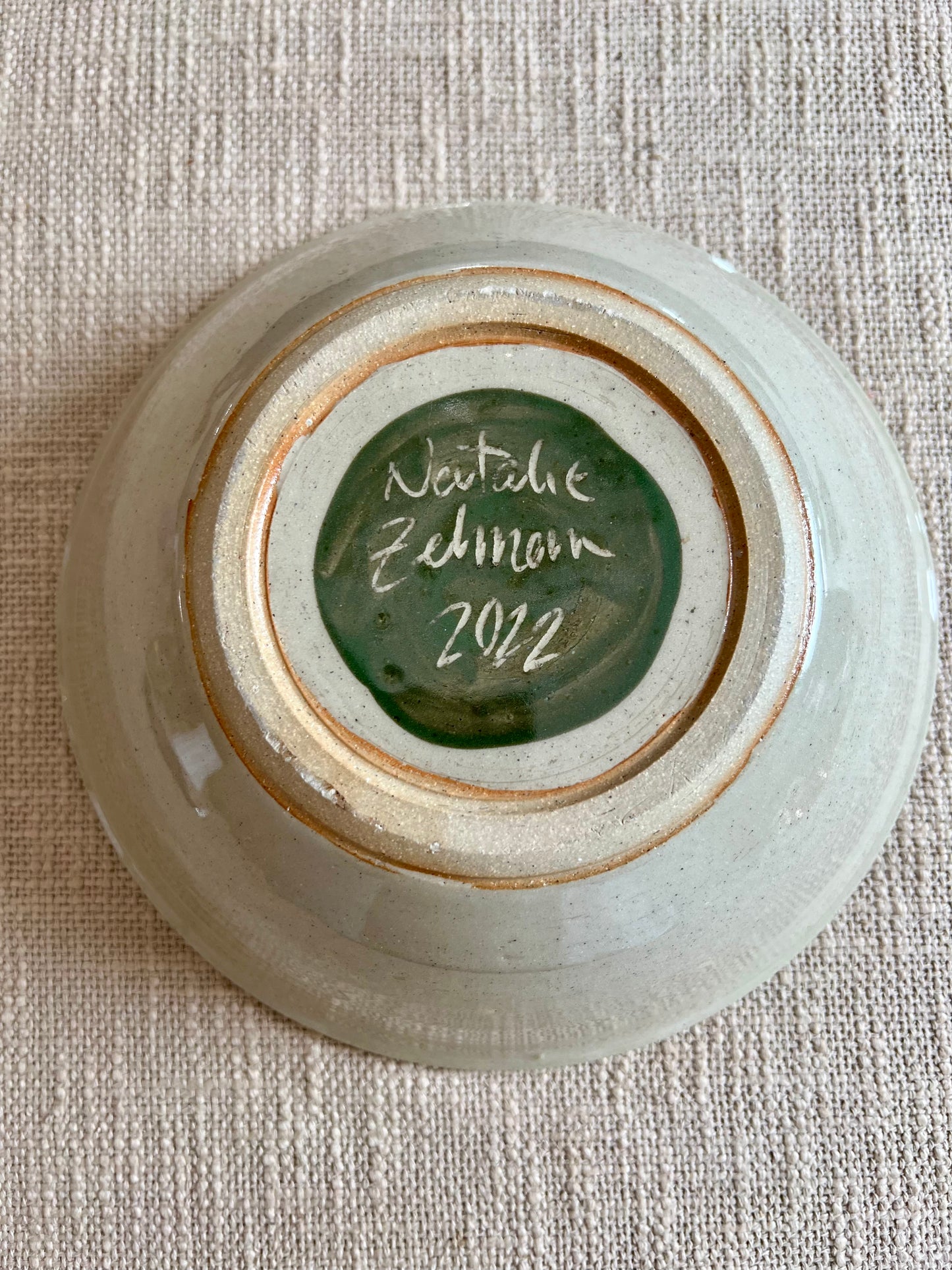 Green Leaves Wide Bowl - Handmade by Ceramic Artist Natalie Zelman