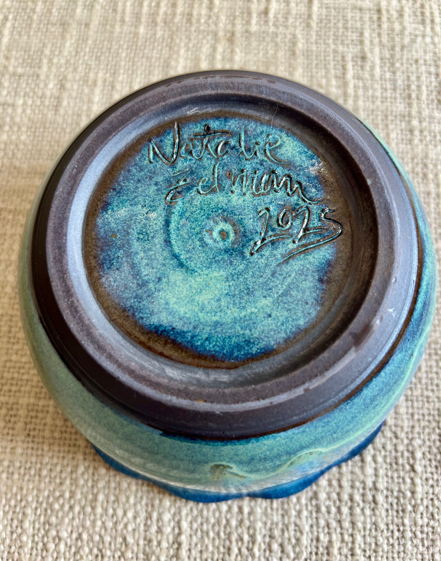 Sky Blue Wavy Bowl - Handmade by Ceramic Artist Natalie Zelman