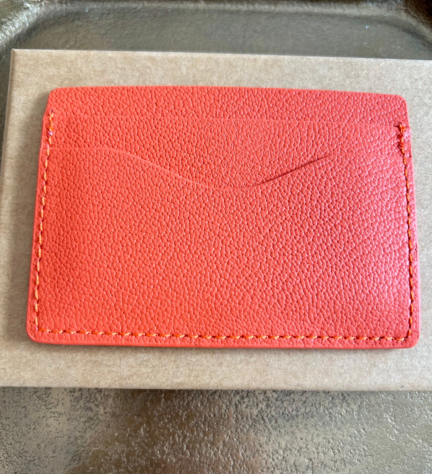 Orange Leather Classic Cardholder Wallet