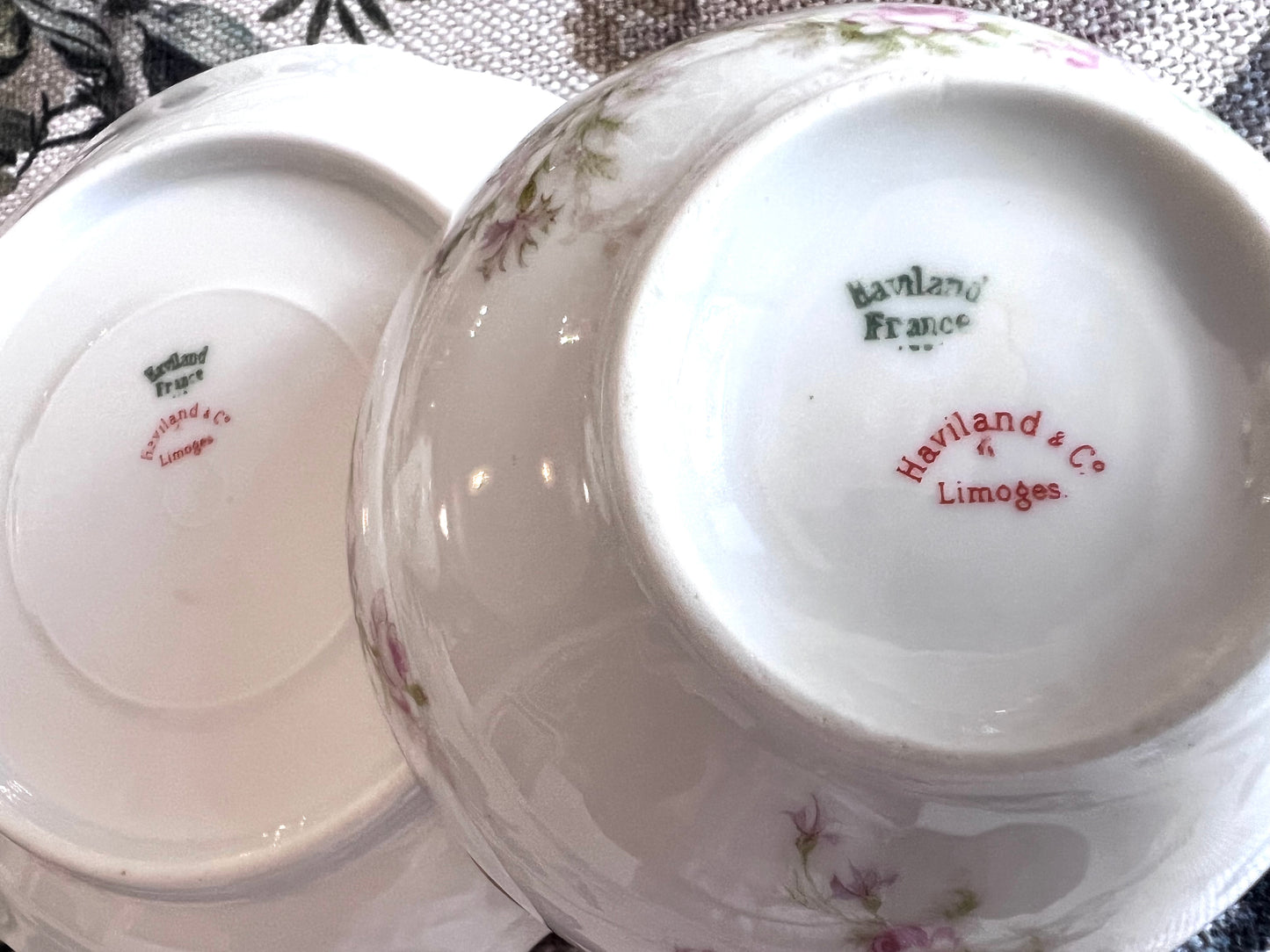 Antique Haviland Limoges Teacup & Saucer - Schleiger 228I, Circa 1894–1931