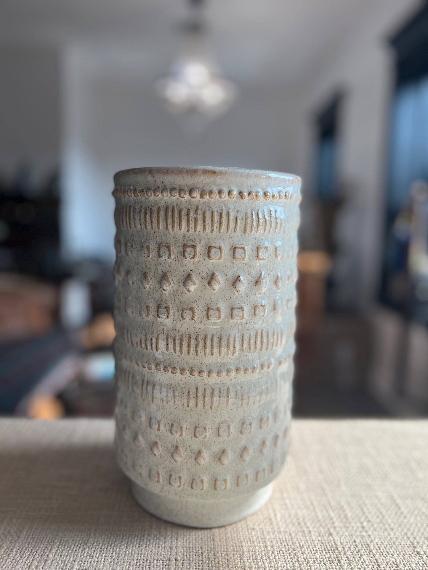 The Patterned White Ceramic Vase