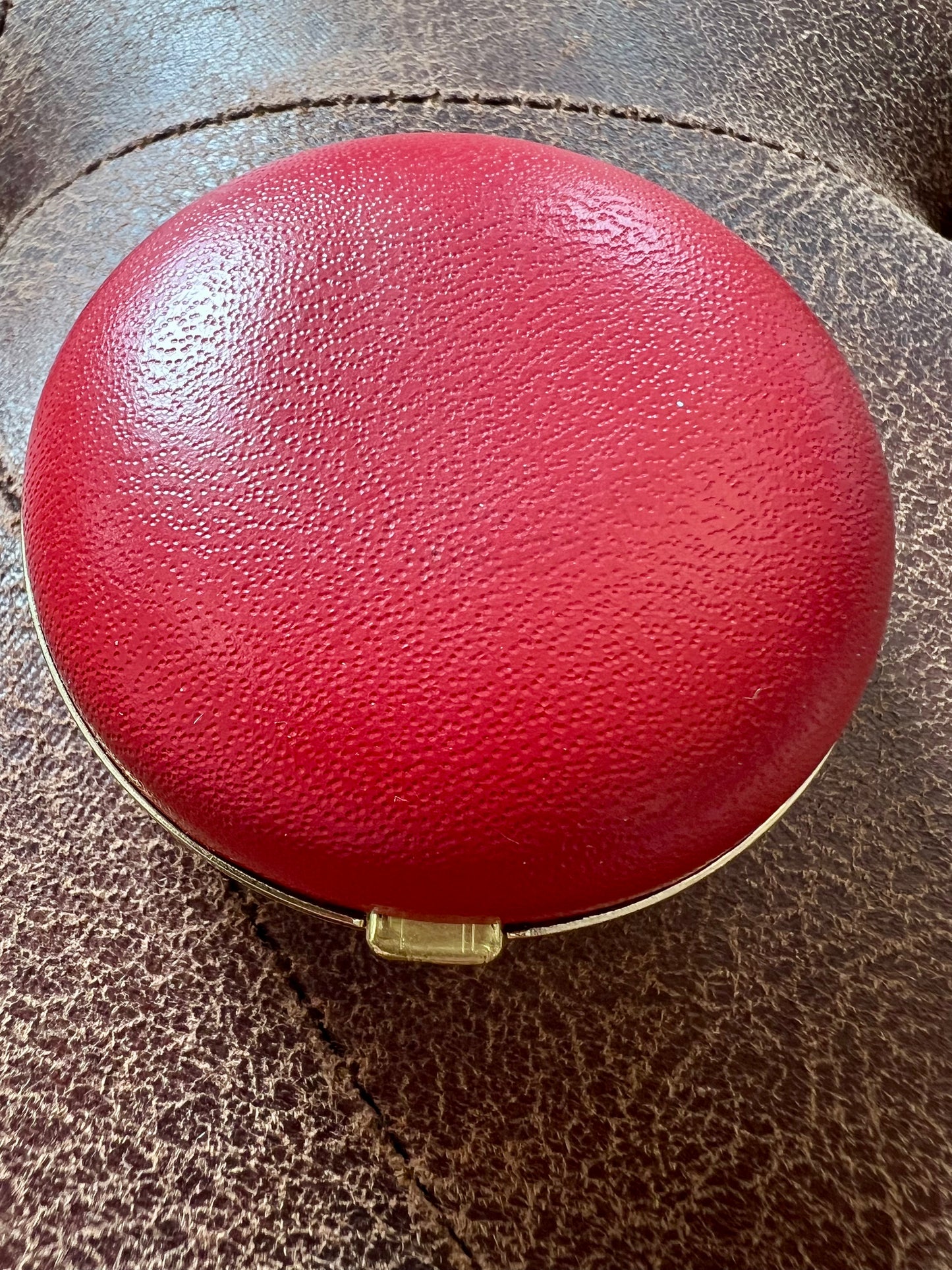 Vintage Working Bradley Travel Alarm Clock in Red Leather Case Japan 1960s/70s