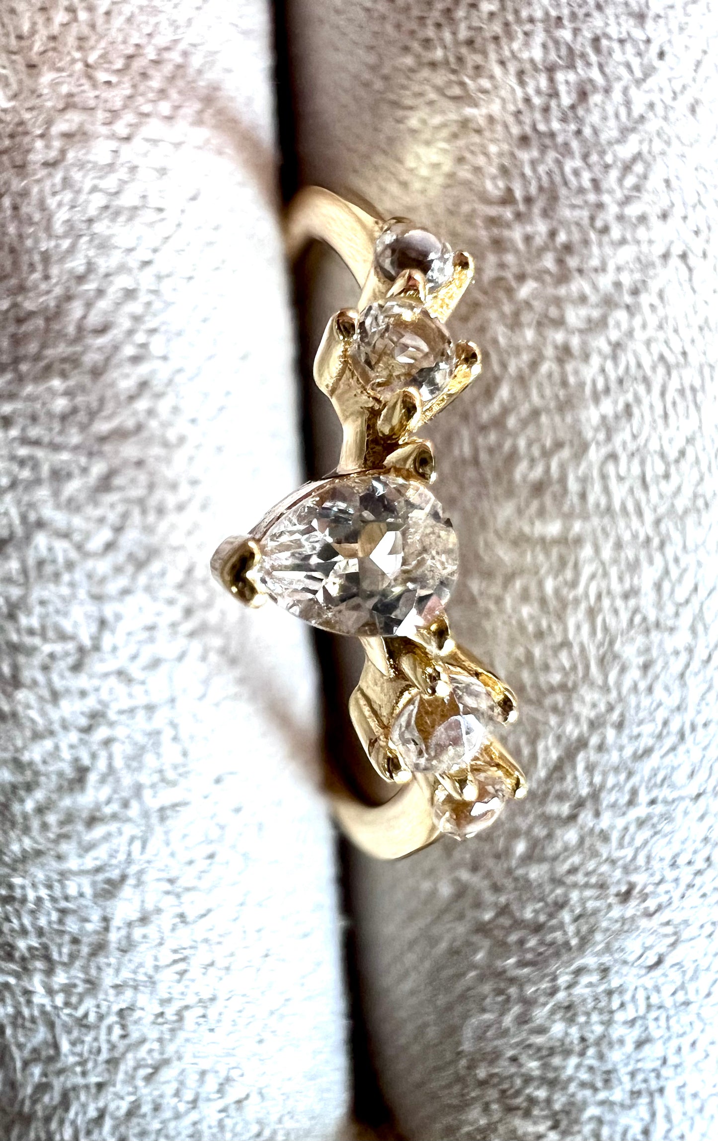 Five White Topaz Ring in 14kt Gold, Size 6