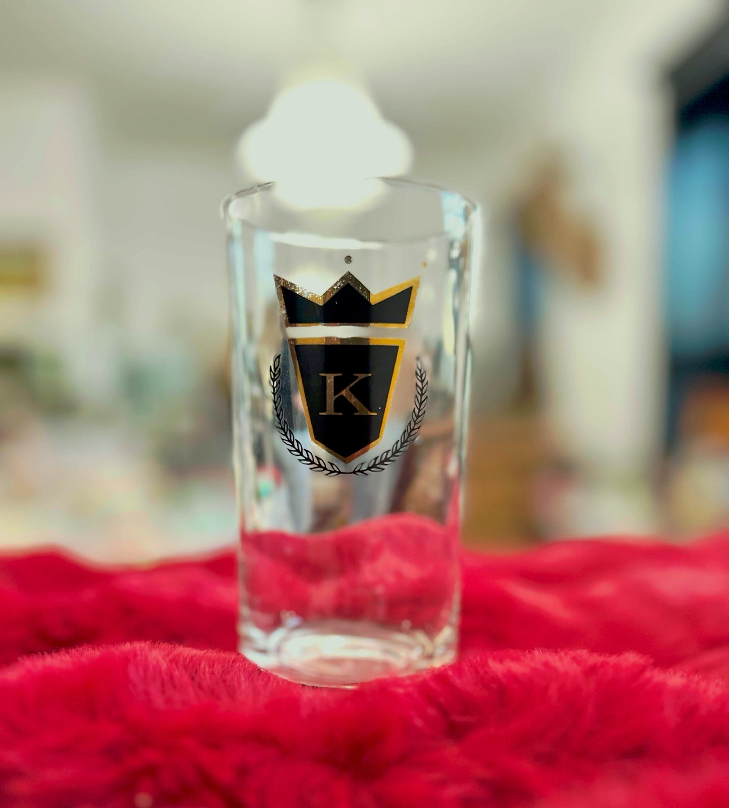 Vintage Set of 6 "K" Monogram Glasses