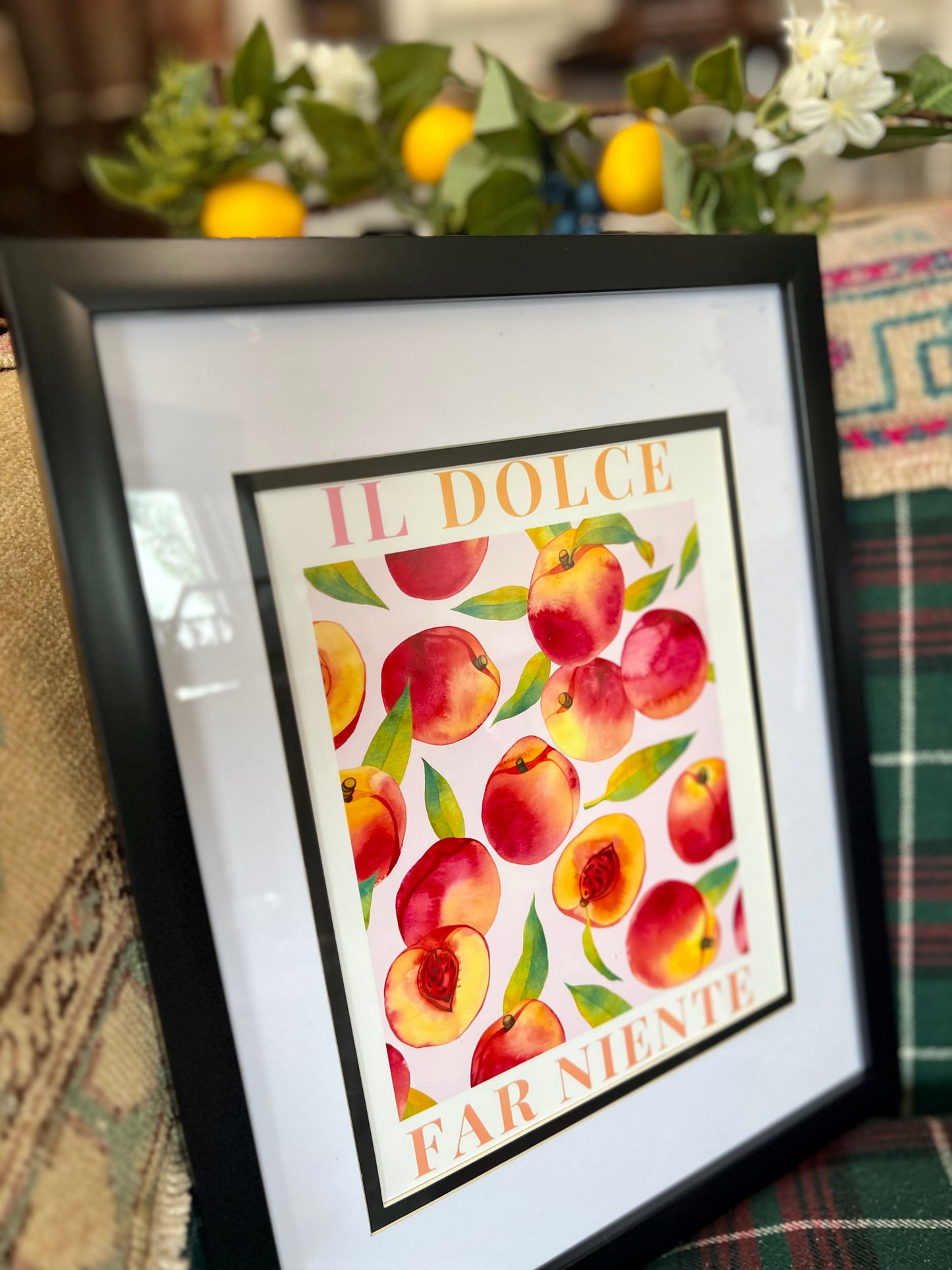 'Il Dolce Far Niente' Framed Peaches Print 2 - London Artist Thea