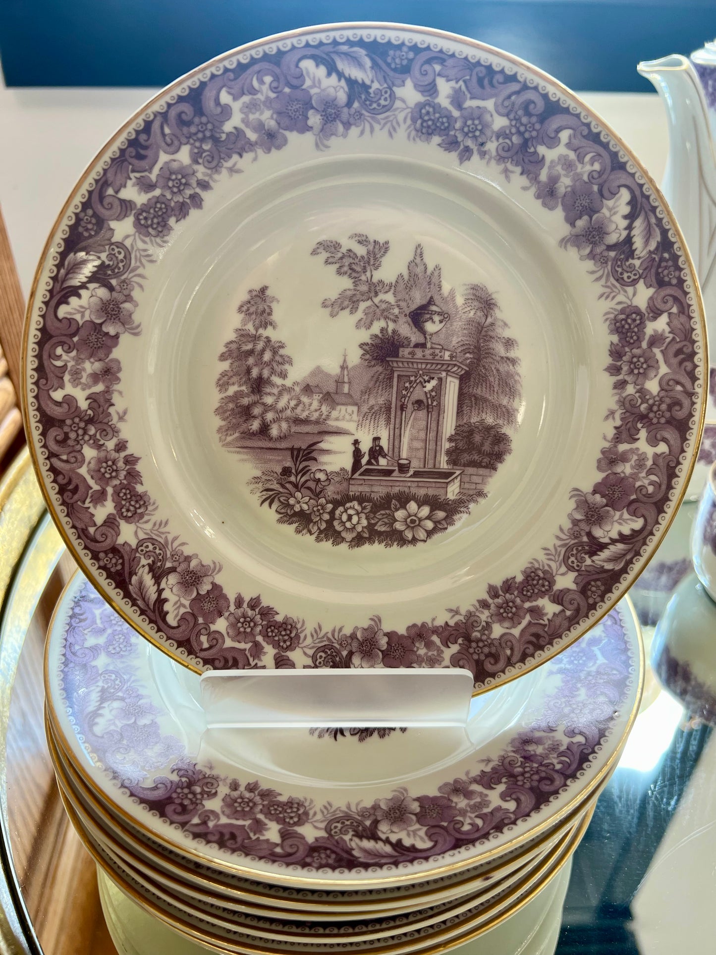 Lavender & Gold Bavarian Tea Set - Vintage 20-Piece
