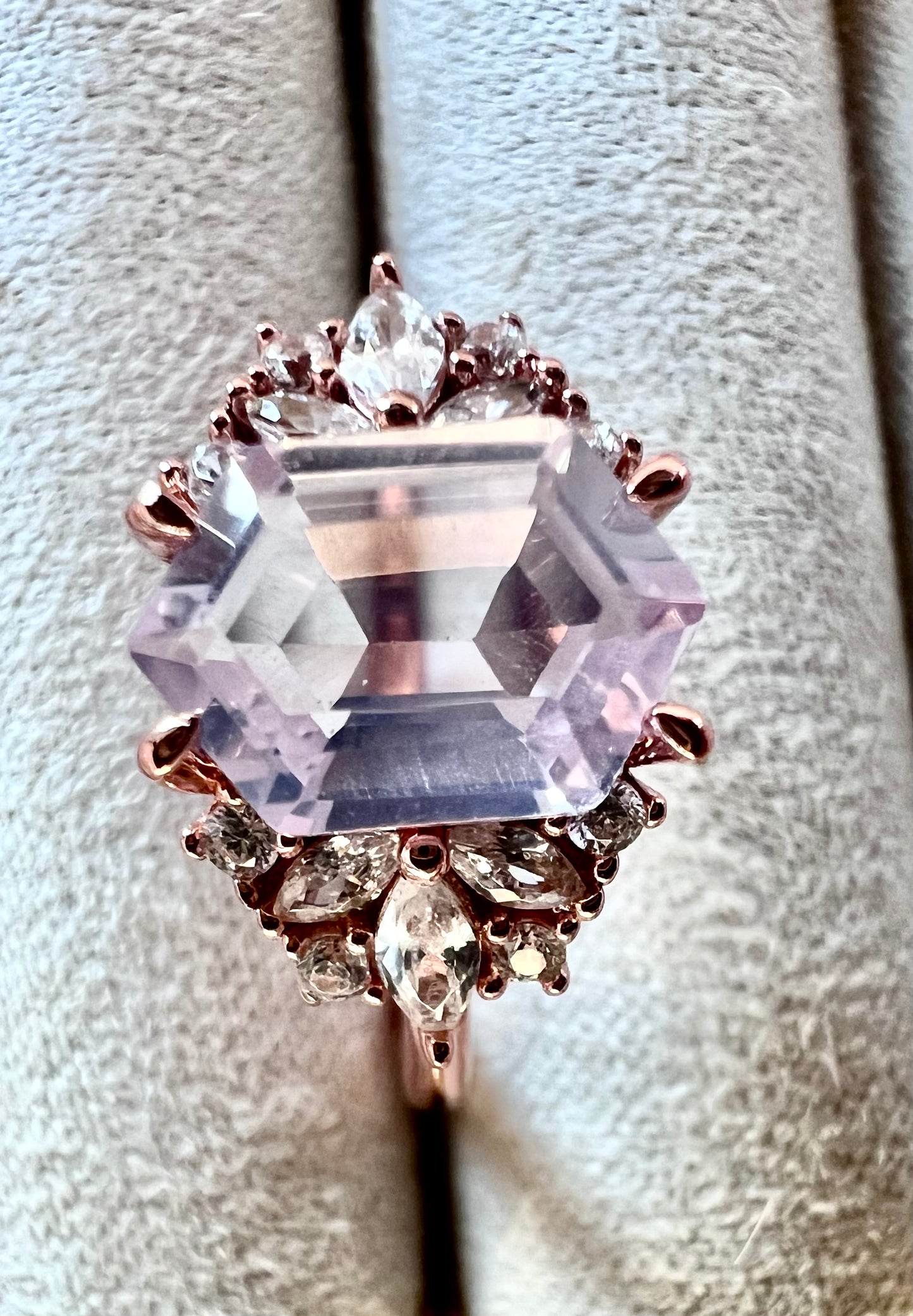 Lavender Quartz Hexagon 18kt Rose Gold Vermeil Ring - Size 7