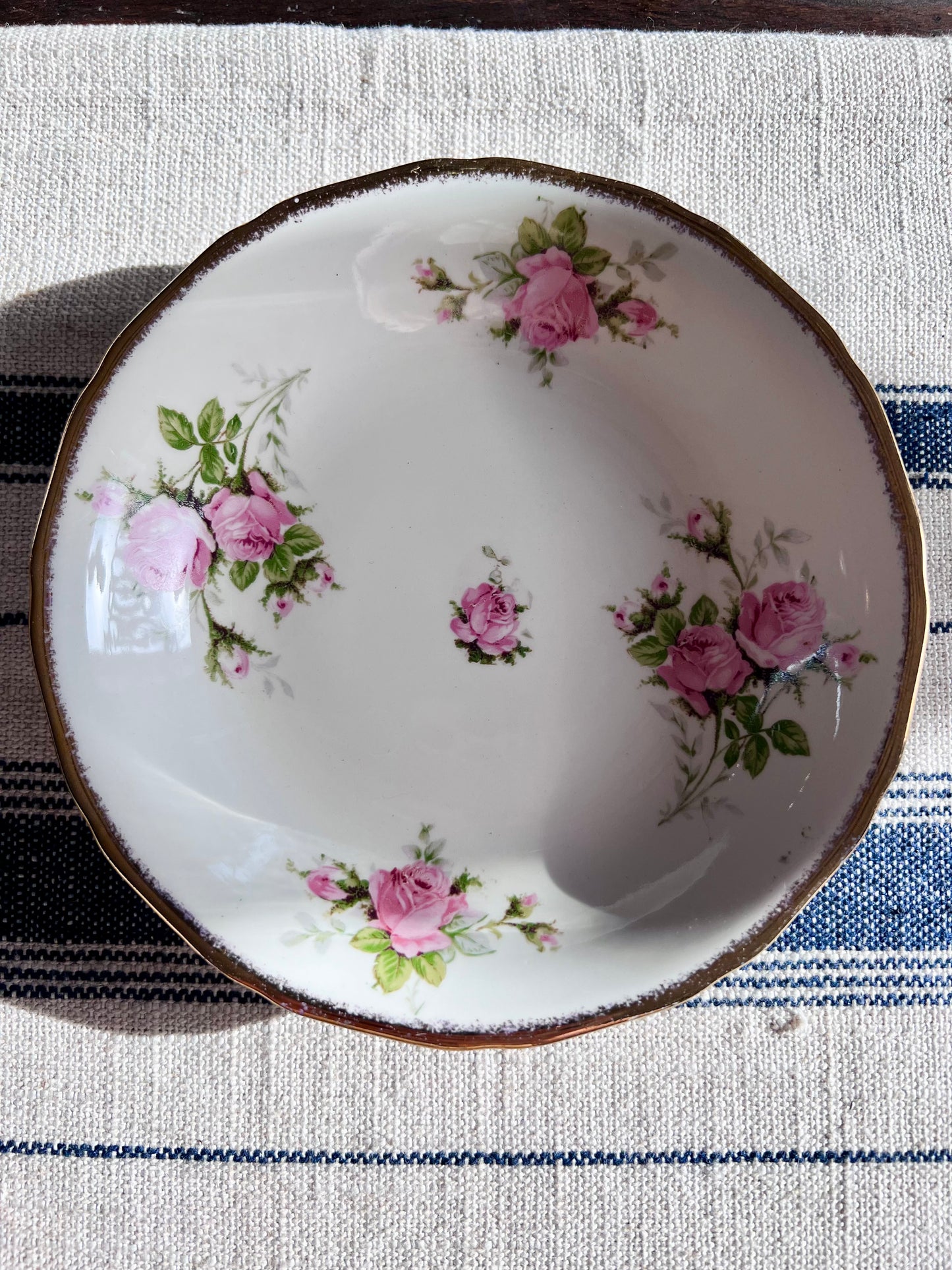 Soup & Salad Bowl - Canonsburg Pink Rose China with 22KT Gold Trim Heirloom Set Circa 1950-1960s