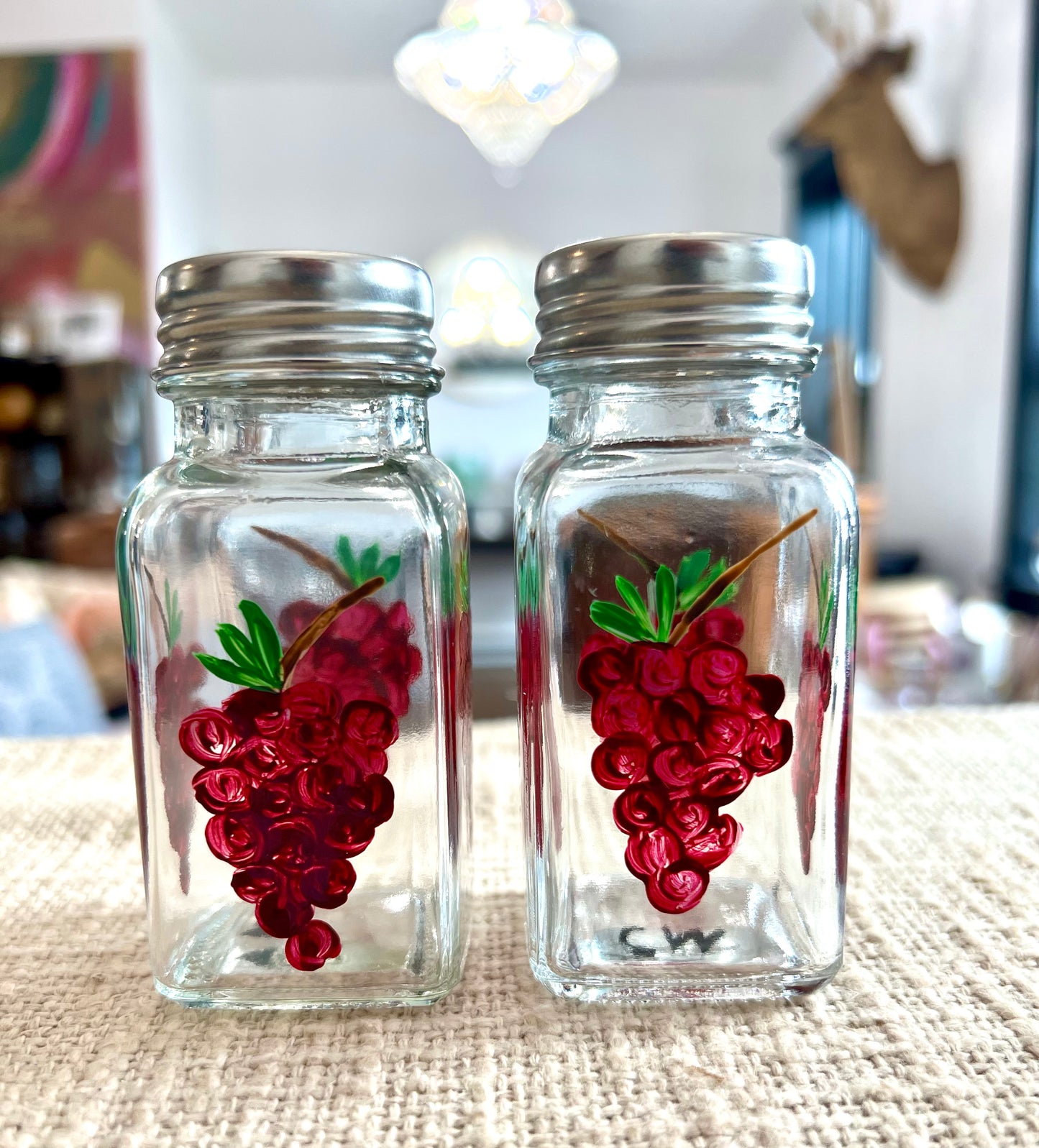 Grapes Hand-painted Salt & Pepper Shaker Set by Carol Moore