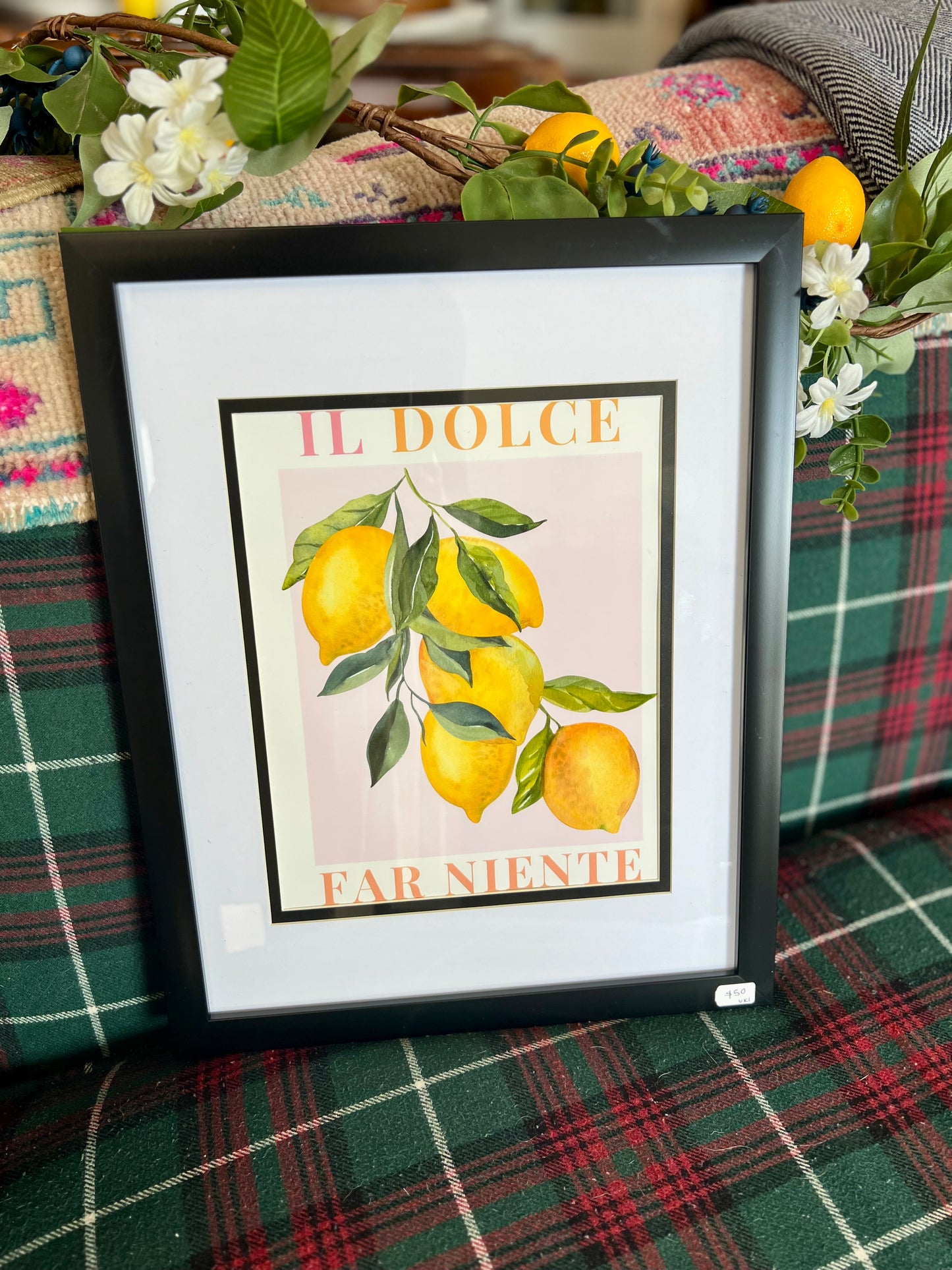 'Il Dolce Far Niente' Framed Lemons Print - London Artist Thea