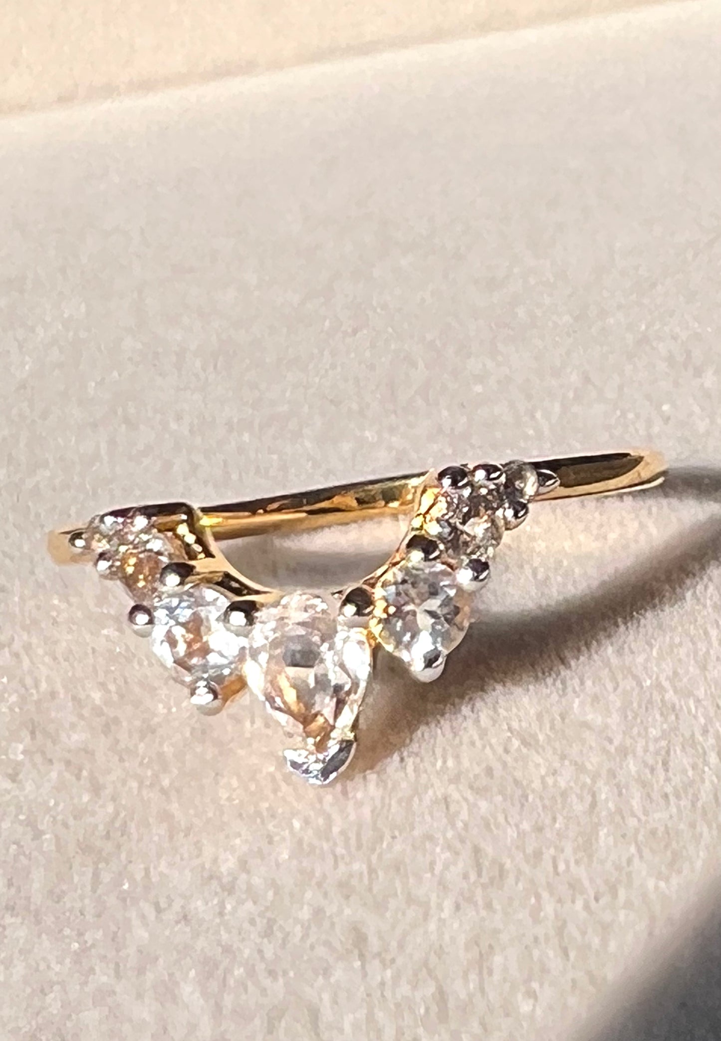 Seven White Topaz & 18kt Gold Vermeil Arc Ring - Size 5