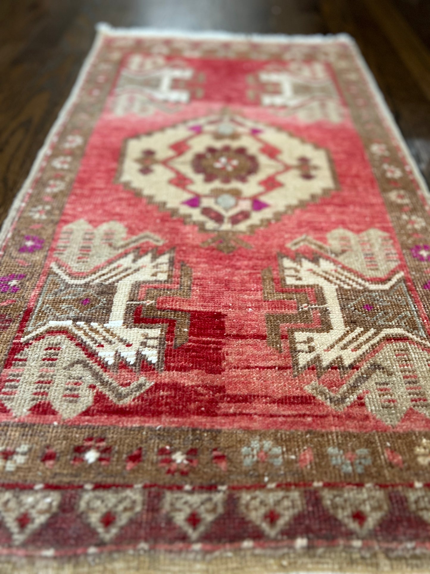 Vintage 1980s Handwoven Distressed Turkish Oushak Rug