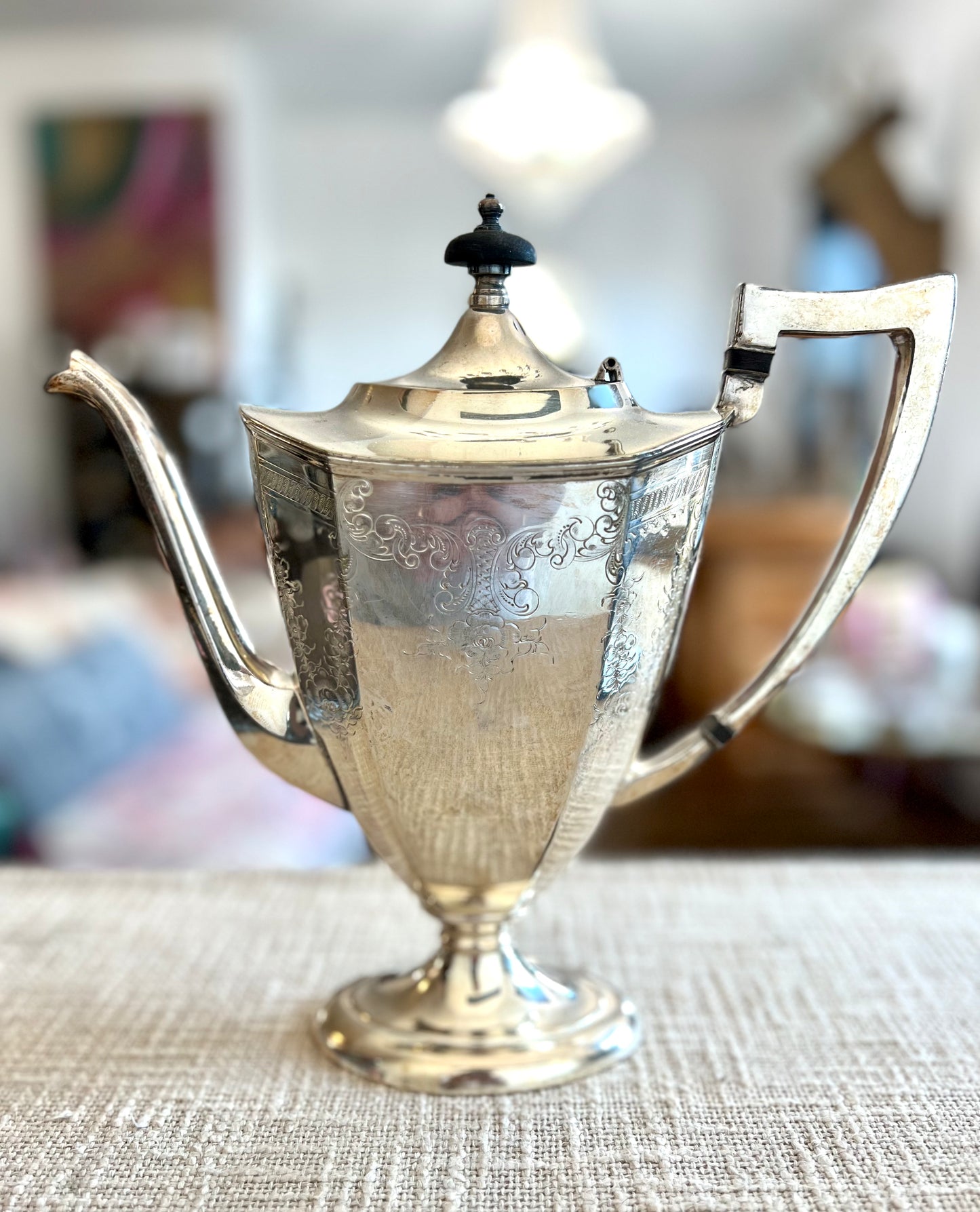 Antique Silverplate Tall Teapot circa 1920-30's
