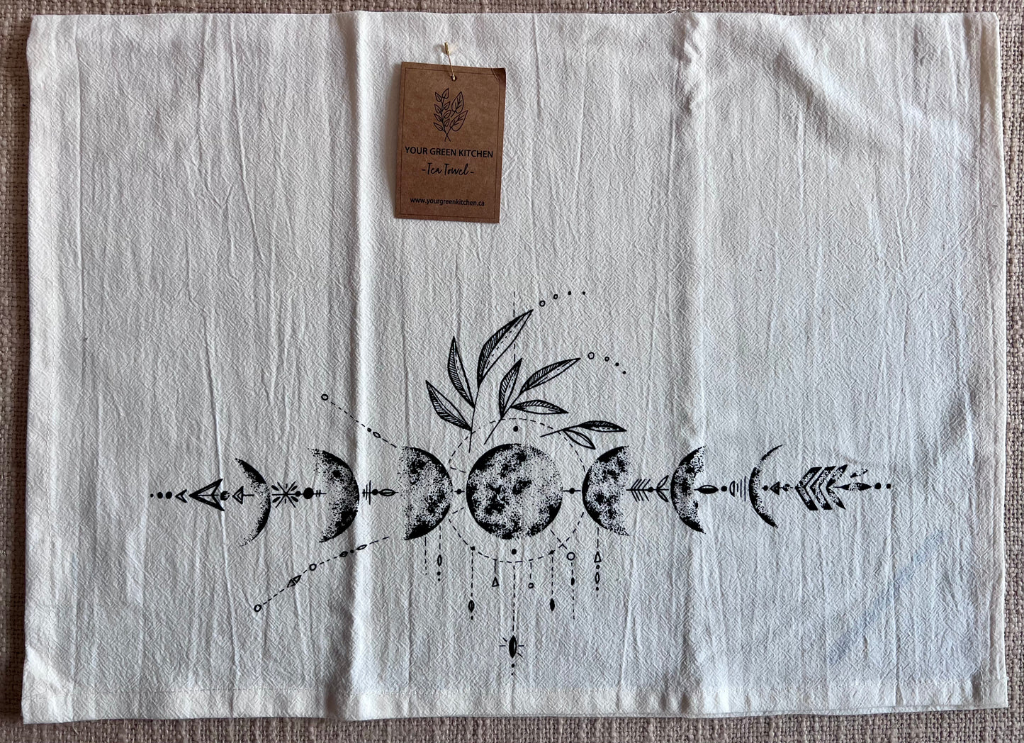 Moon Phases 100% GOTS Organic Cotton Tea Towel