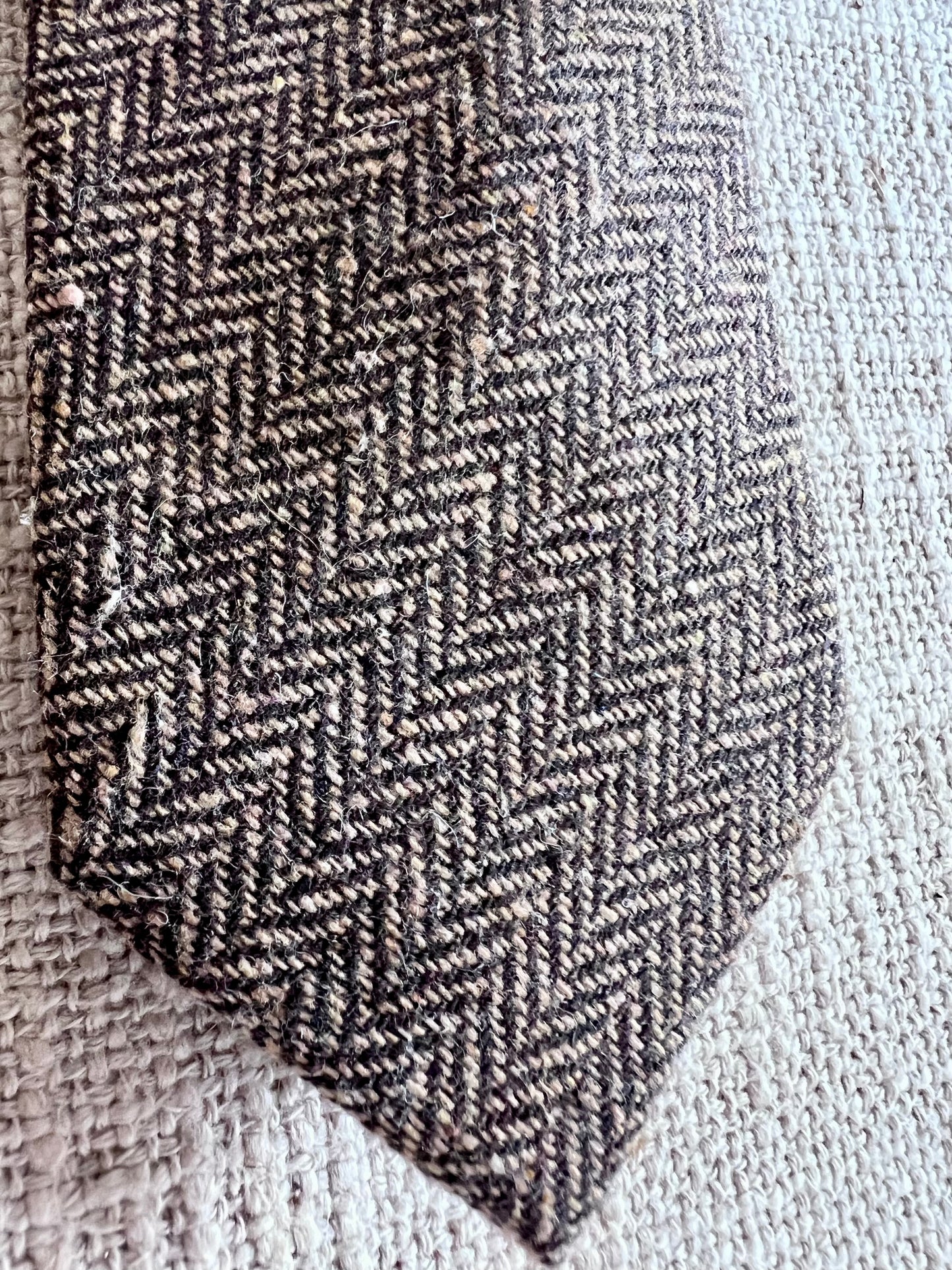Brown Herringbone 50% Wool/50% Poly Handmade Necktie