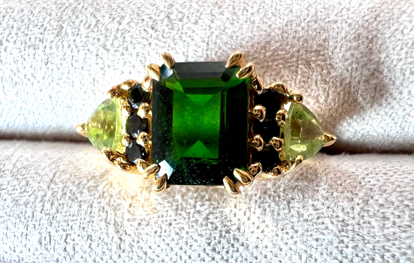 Green Topaz & Peridot Ring, Size 6
