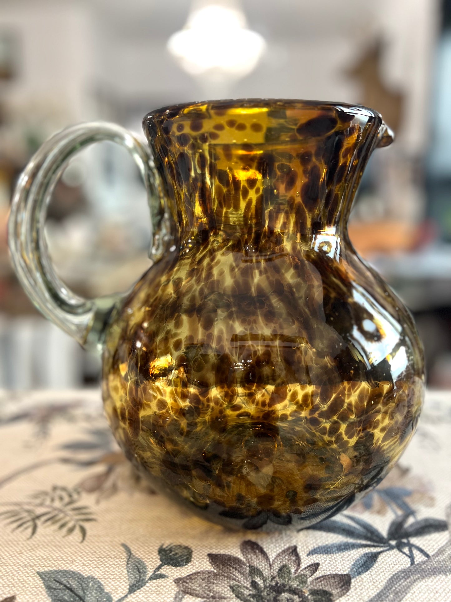 Tortoise Shell Hand Blown Glass Pitcher