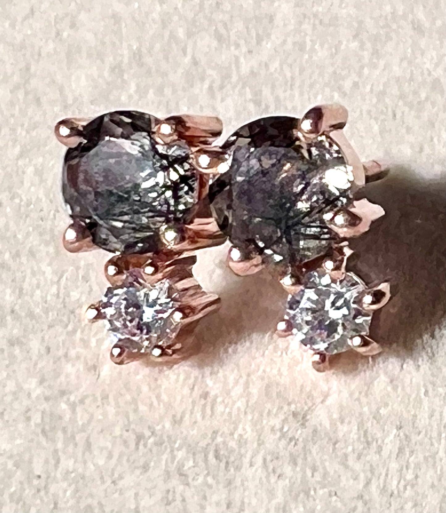 Rutilated Quartz and White Topaz Stud Earrings
